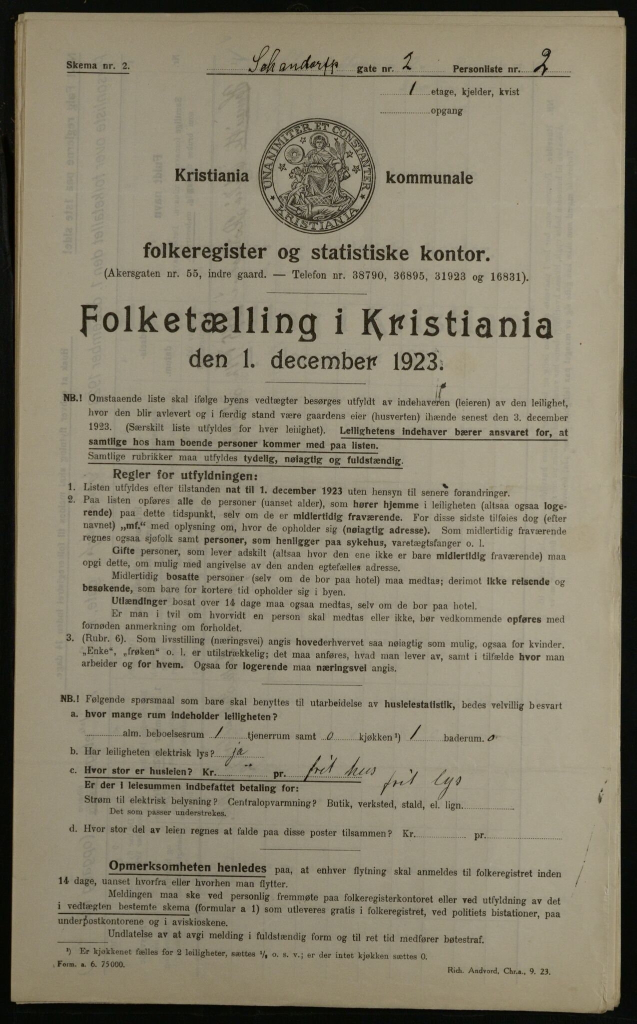 OBA, Kommunal folketelling 1.12.1923 for Kristiania, 1923, s. 99233