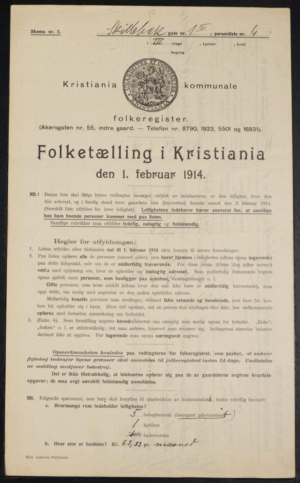 OBA, Kommunal folketelling 1.2.1914 for Kristiania, 1914, s. 95319