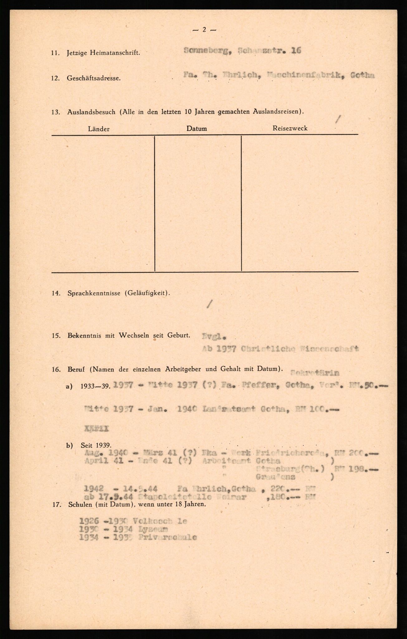 Forsvaret, Forsvarets overkommando II, AV/RA-RAFA-3915/D/Db/L0024: CI Questionaires. Tyske okkupasjonsstyrker i Norge. Tyskere., 1945-1946, s. 400