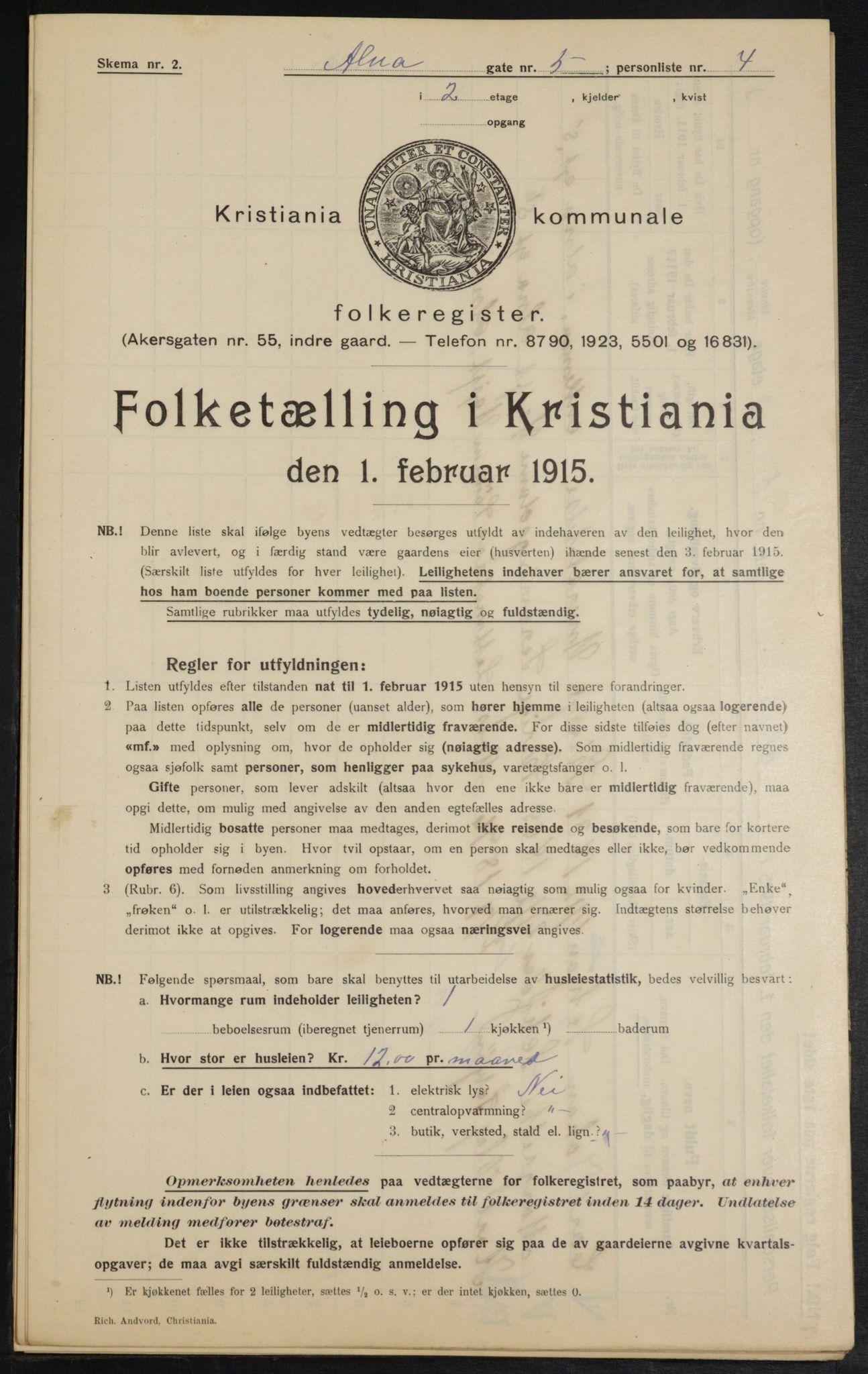 OBA, Kommunal folketelling 1.2.1915 for Kristiania, 1915, s. 1131