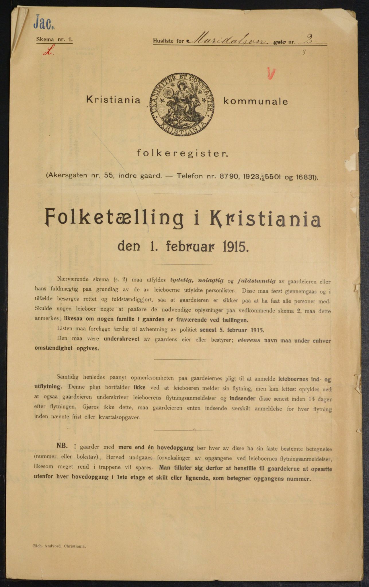 OBA, Kommunal folketelling 1.2.1915 for Kristiania, 1915, s. 59976
