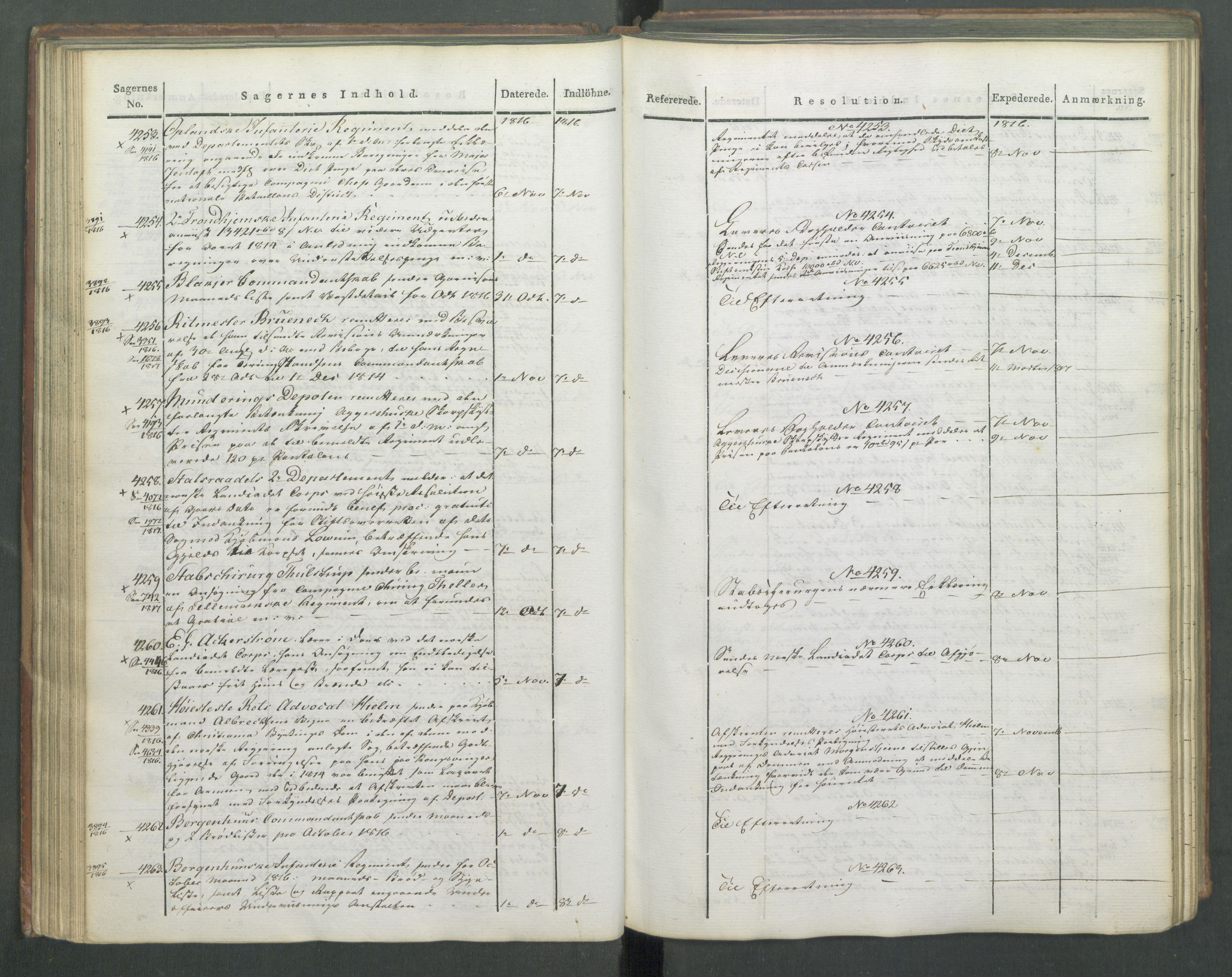 Armédepartementet, RA/RAFA-3493/C/Ca/L0009: 6. Departements Journal, 1816-1817