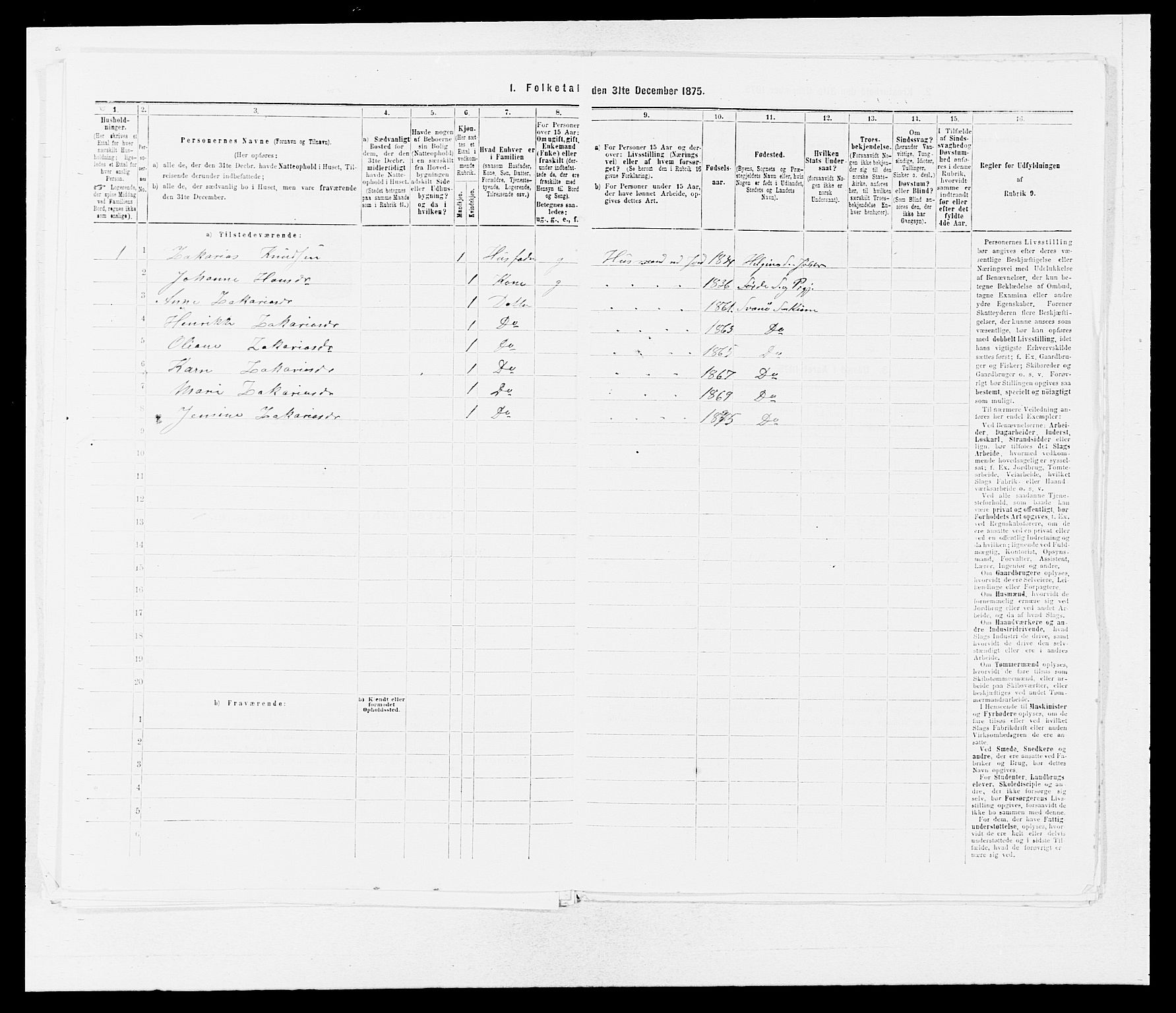 SAB, Folketelling 1875 for 1437L Kinn prestegjeld, Kinn sokn og Svanøy sokn, 1875, s. 420