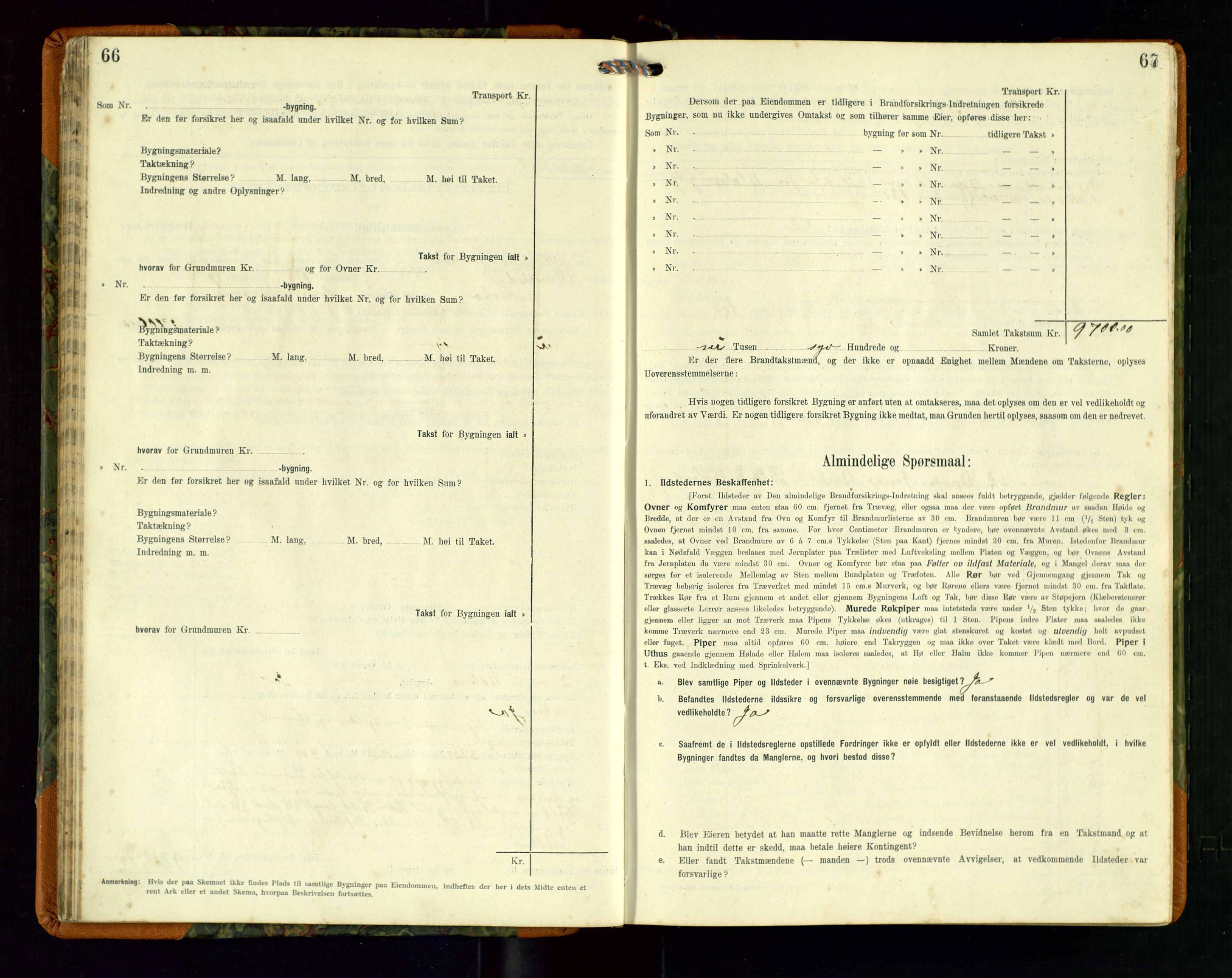 Hå lensmannskontor, SAST/A-100456/Goa/L0004: Takstprotokoll (skjema), 1911-1926, s. 66-67