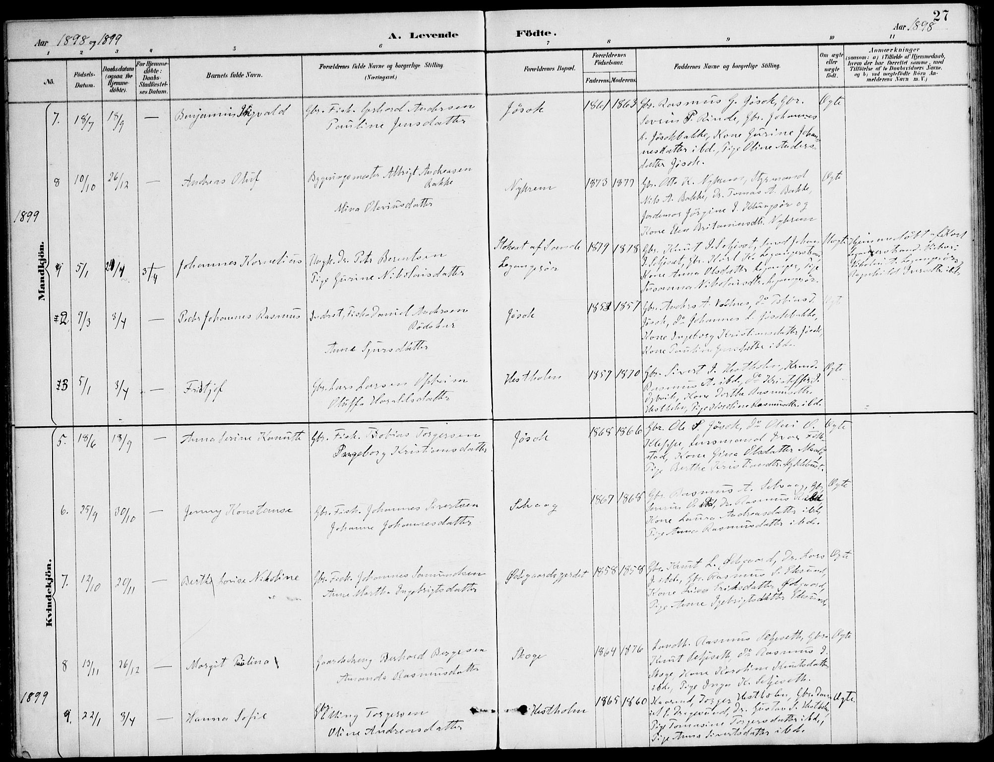 Ministerialprotokoller, klokkerbøker og fødselsregistre - Møre og Romsdal, AV/SAT-A-1454/508/L0095: Ministerialbok nr. 508A02, 1887-1920, s. 27