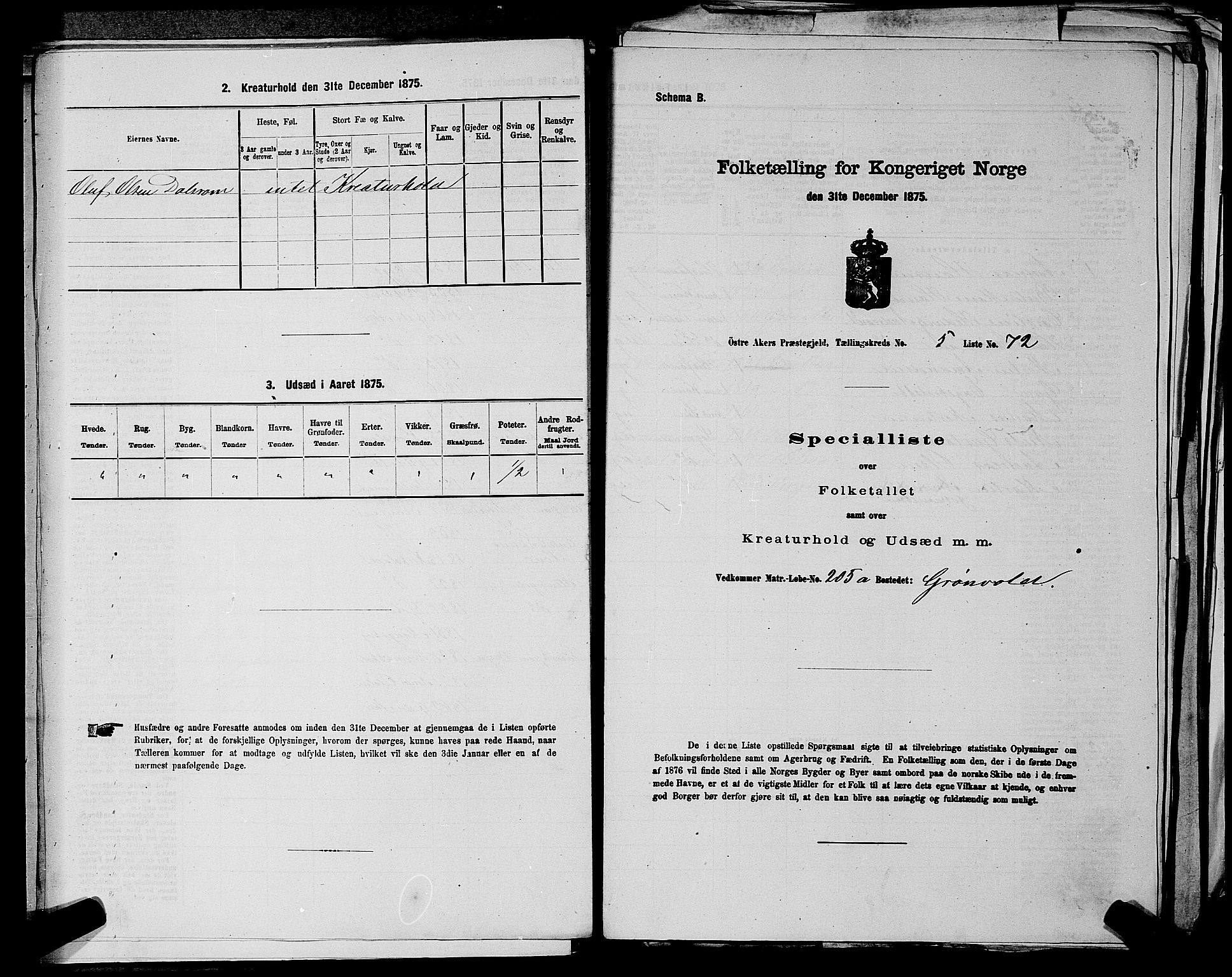 RA, Folketelling 1875 for 0218bP Østre Aker prestegjeld, 1875, s. 1512