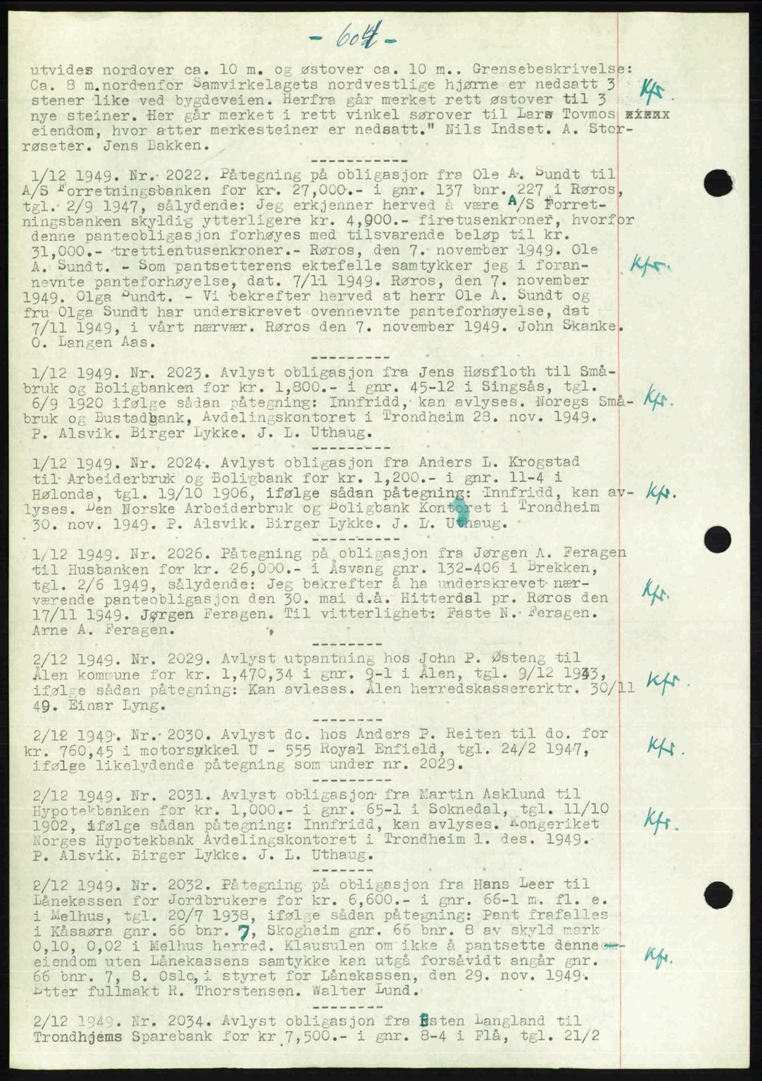 Gauldal sorenskriveri, SAT/A-0014/1/2/2C: Pantebok nr. A9, 1949-1950, Dagboknr: 2022/1949