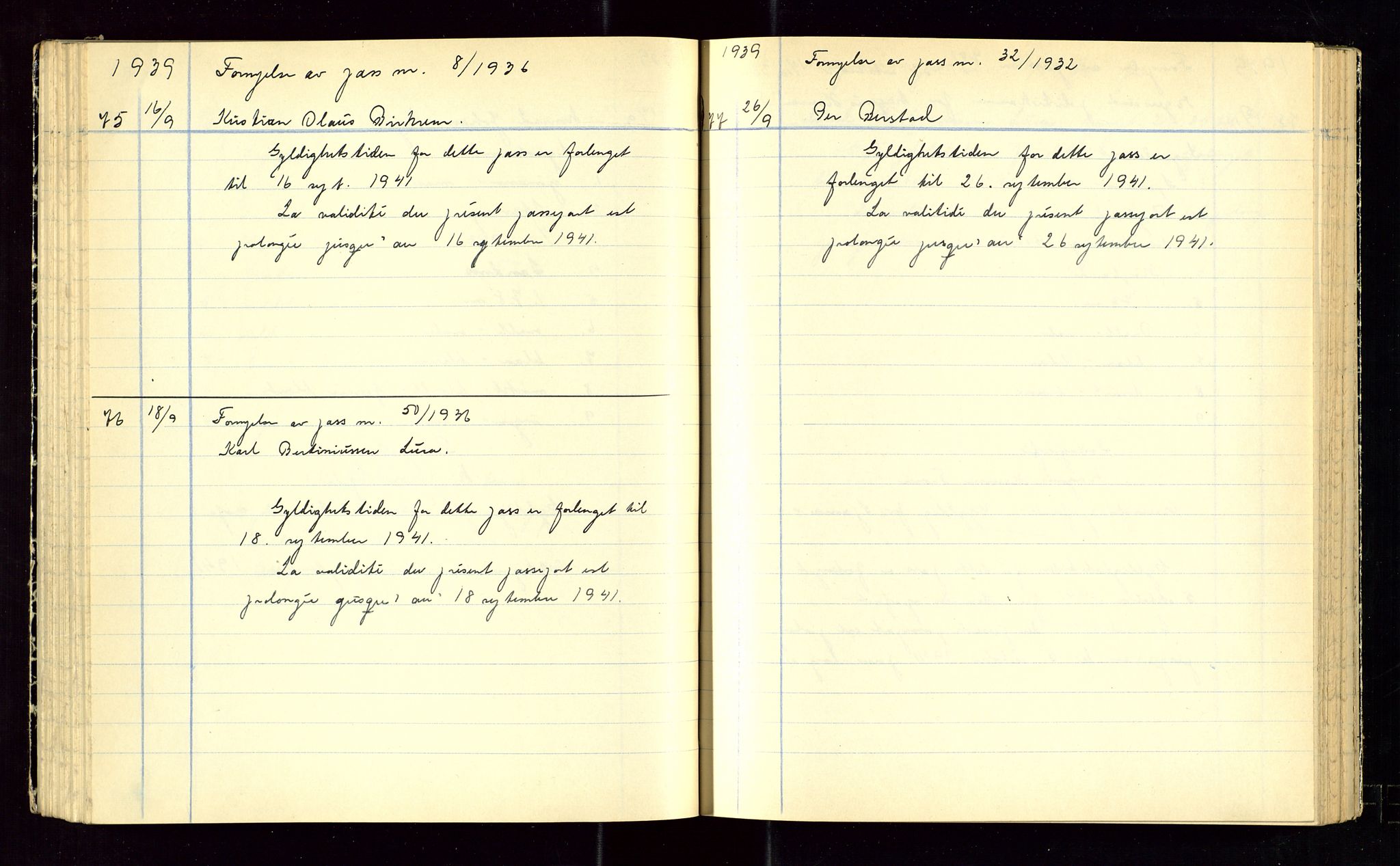 Sandnes politikammer, AV/SAST-A-100446/K/L0006: Passprotokoll, 1938-1943, s. 64