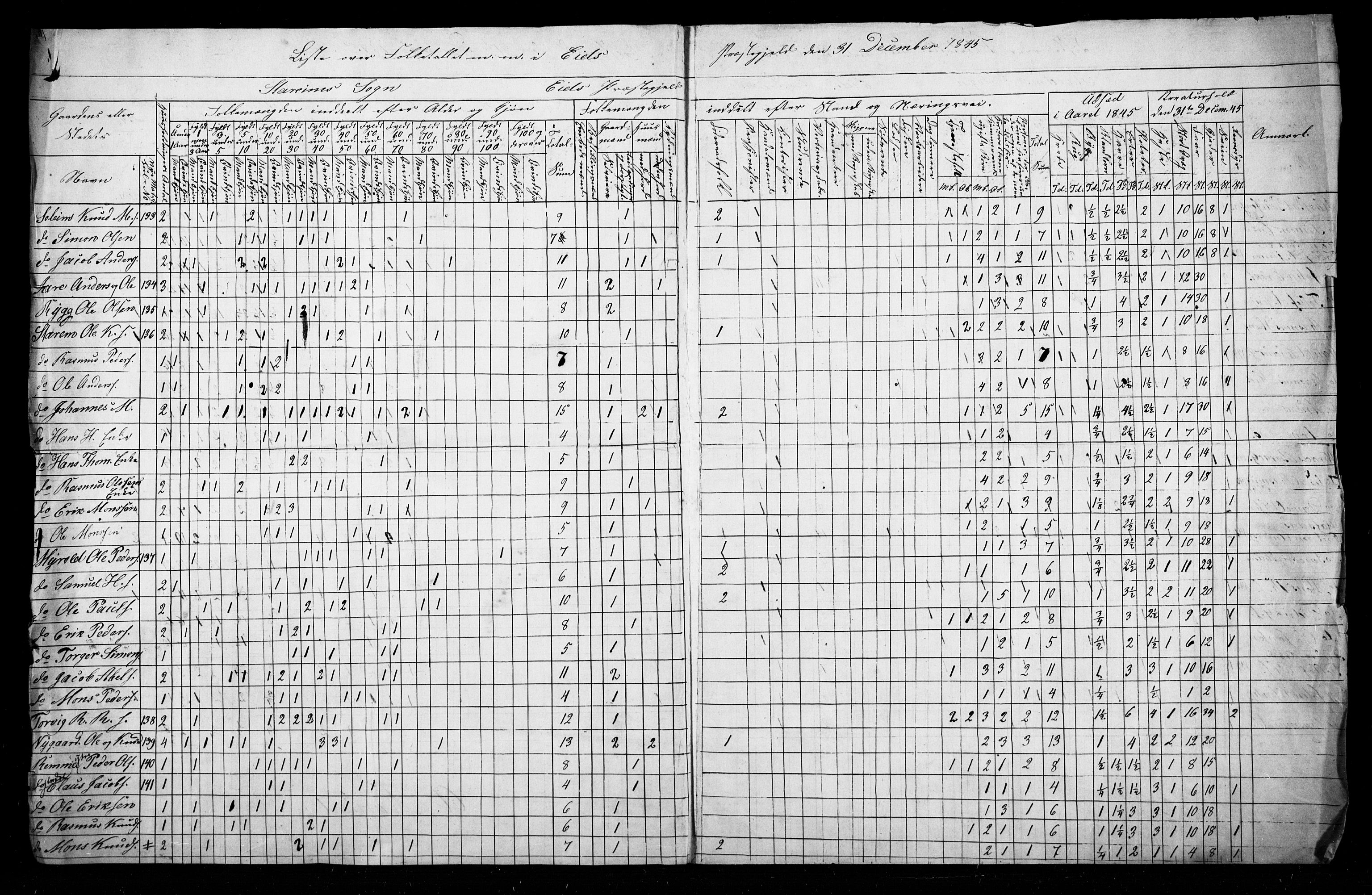 SAB, Folketelling 1845 for 1443P Eid prestegjeld, 1845