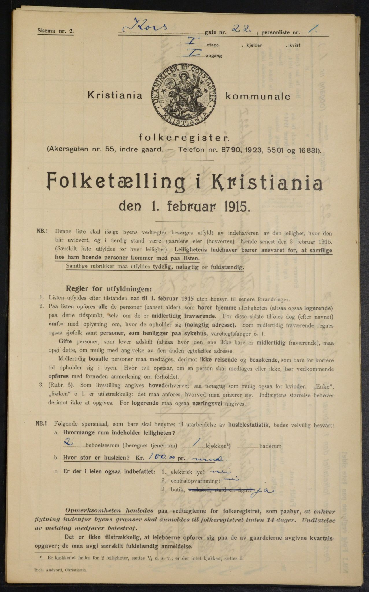 OBA, Kommunal folketelling 1.2.1915 for Kristiania, 1915, s. 53151