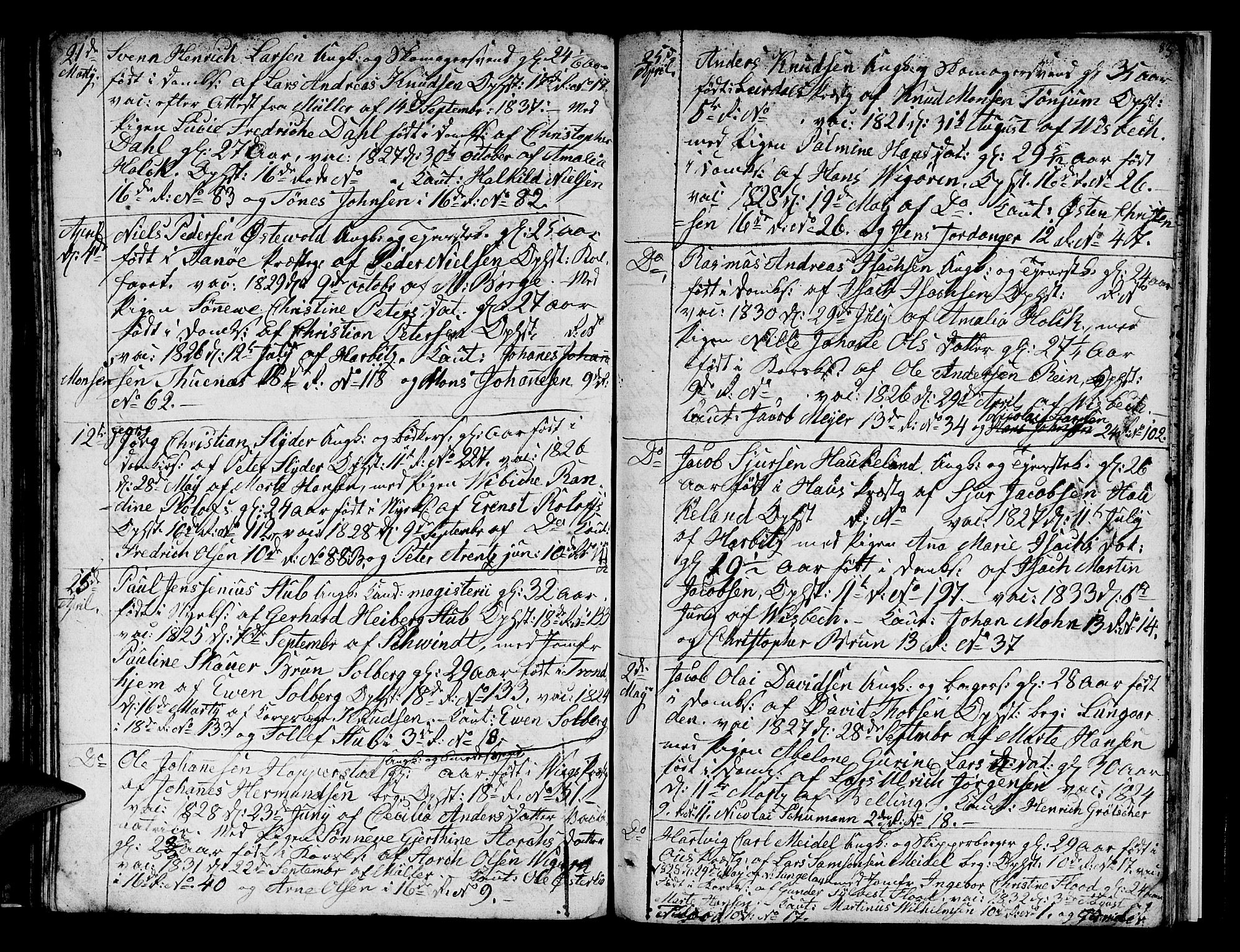 Domkirken sokneprestembete, AV/SAB-A-74801/H/Hab/L0004: Klokkerbok nr. A 4, 1820-1854, s. 83
