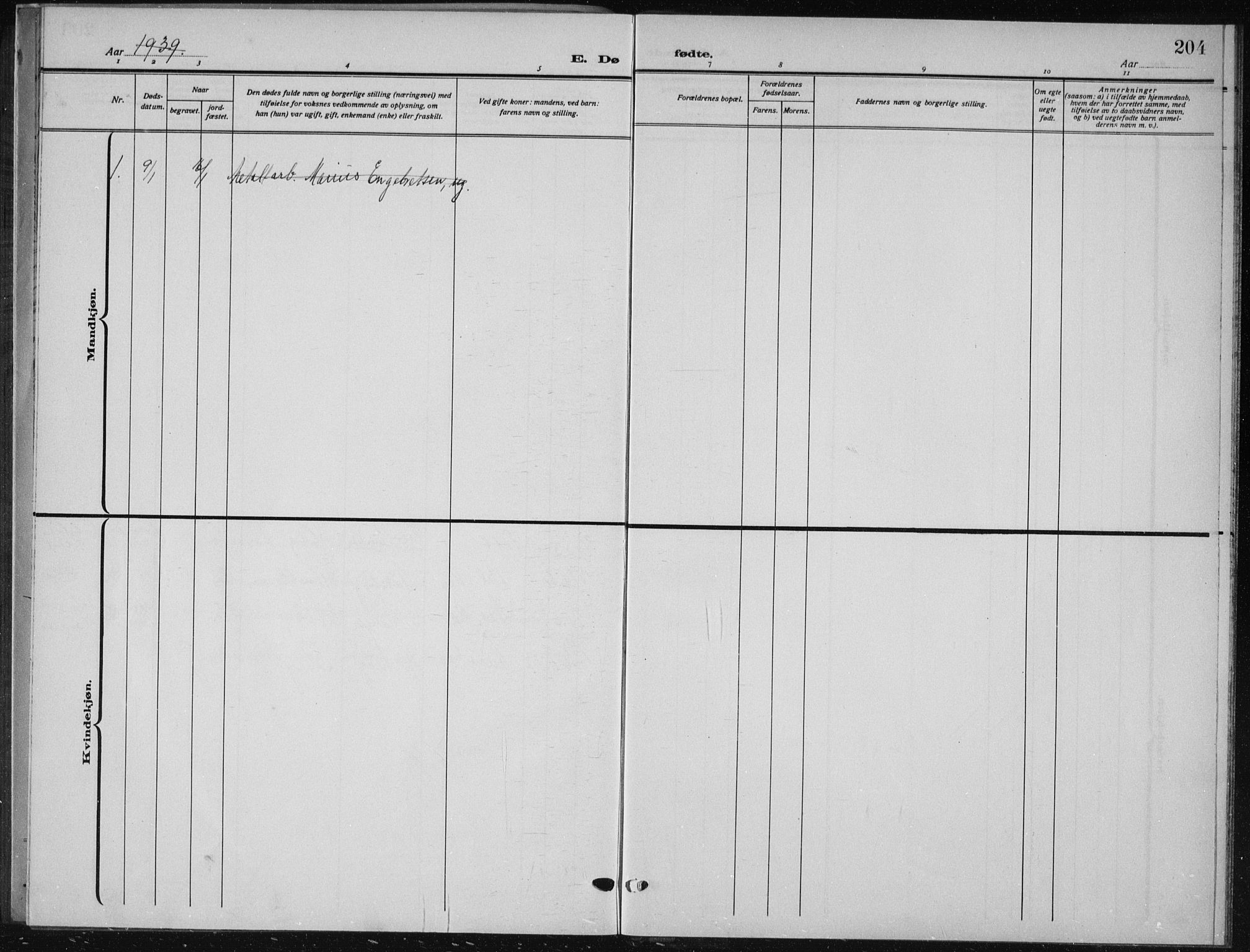 Aurskog prestekontor Kirkebøker, AV/SAO-A-10304a/G/Ga/L0006: Klokkerbok nr. I 6, 1923-1939, s. 204