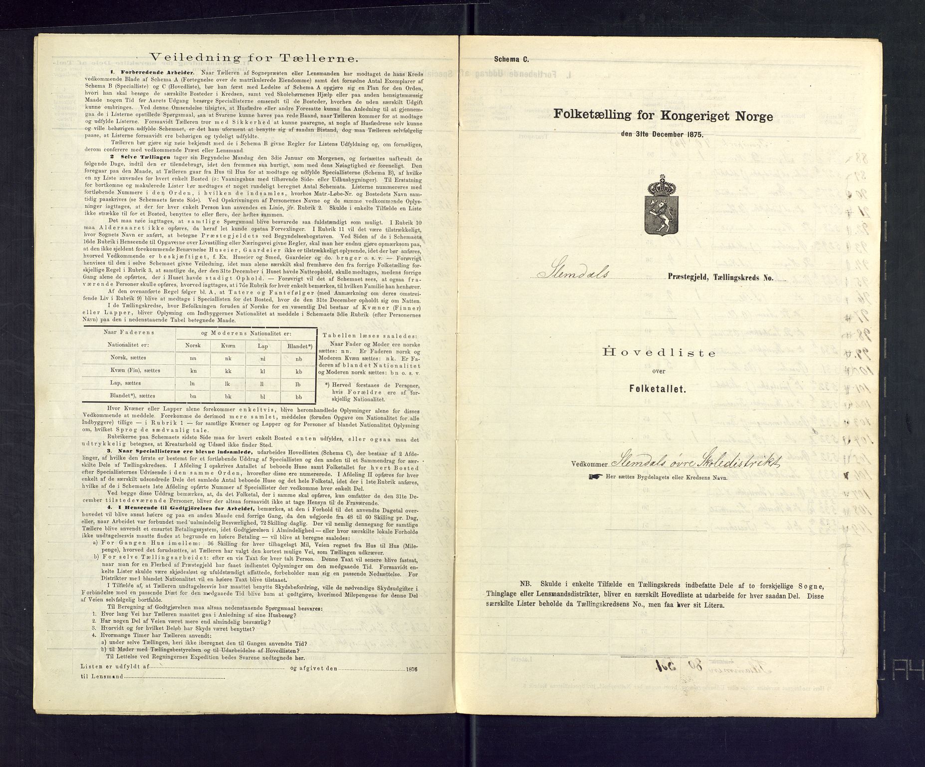 SAKO, Folketelling 1875 for 0811P Slemdal prestegjeld, 1875, s. 4