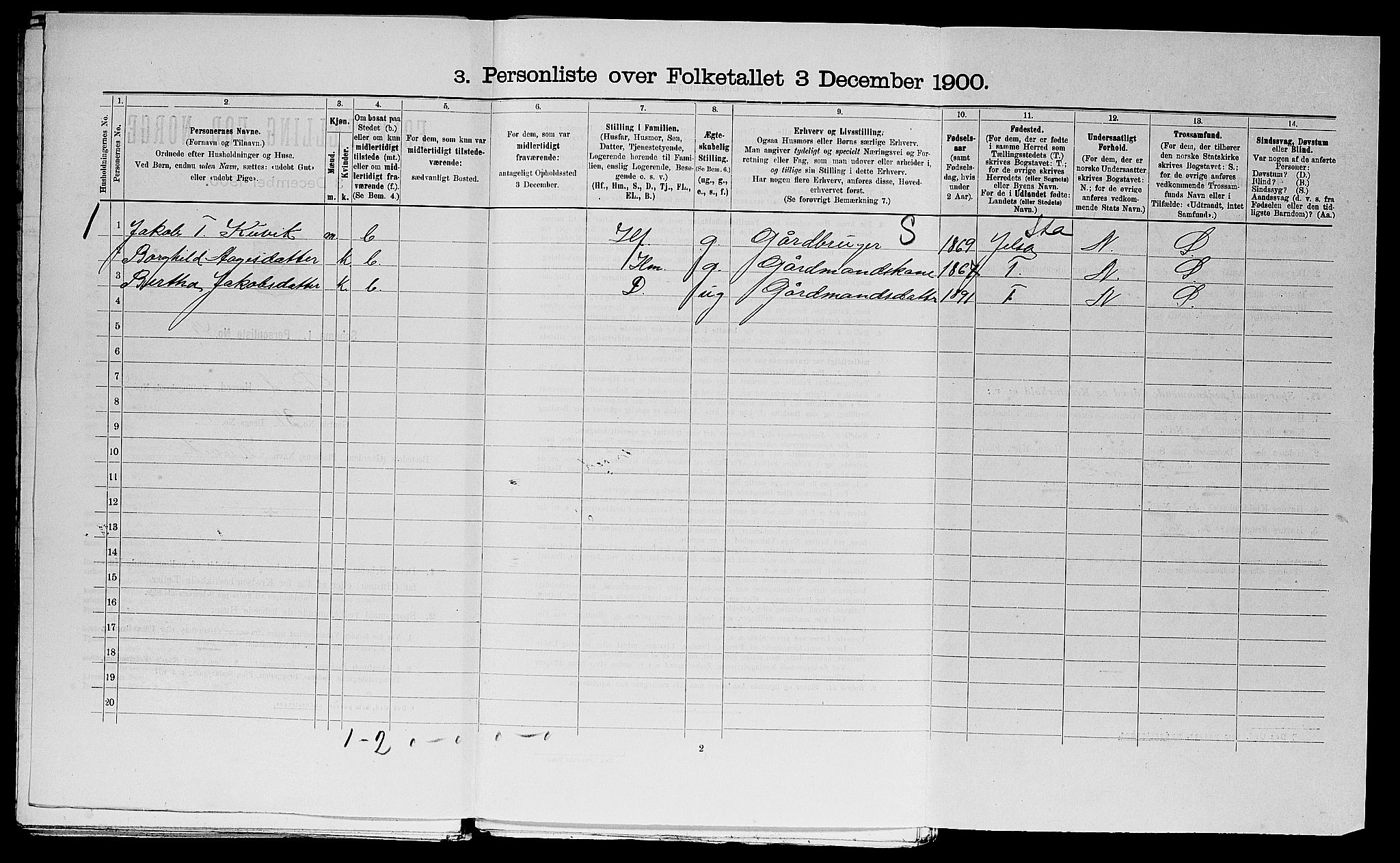 SAST, Folketelling 1900 for 1136 Sand herred, 1900, s. 505