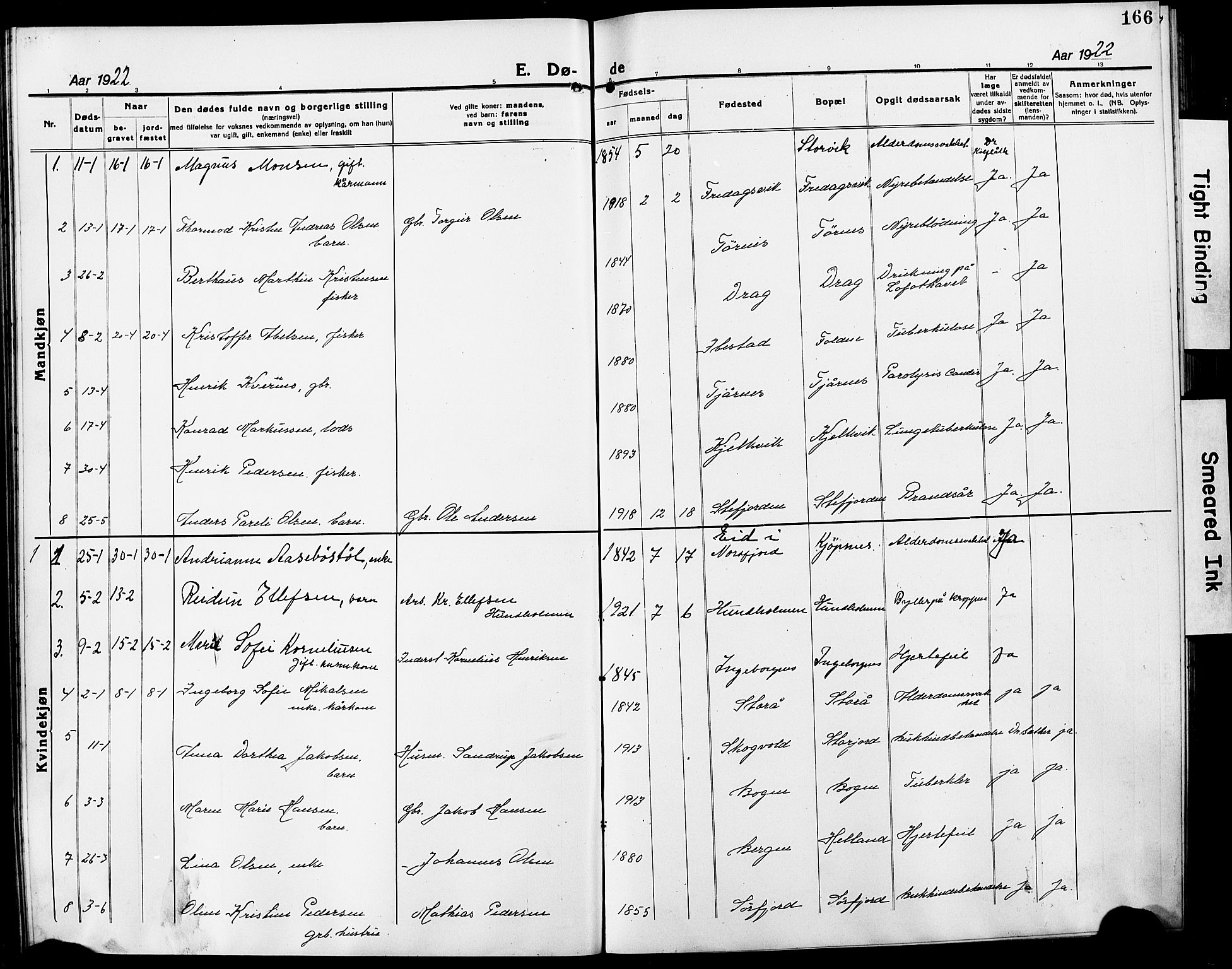 Ministerialprotokoller, klokkerbøker og fødselsregistre - Nordland, AV/SAT-A-1459/861/L0878: Klokkerbok nr. 861C04, 1917-1928, s. 166