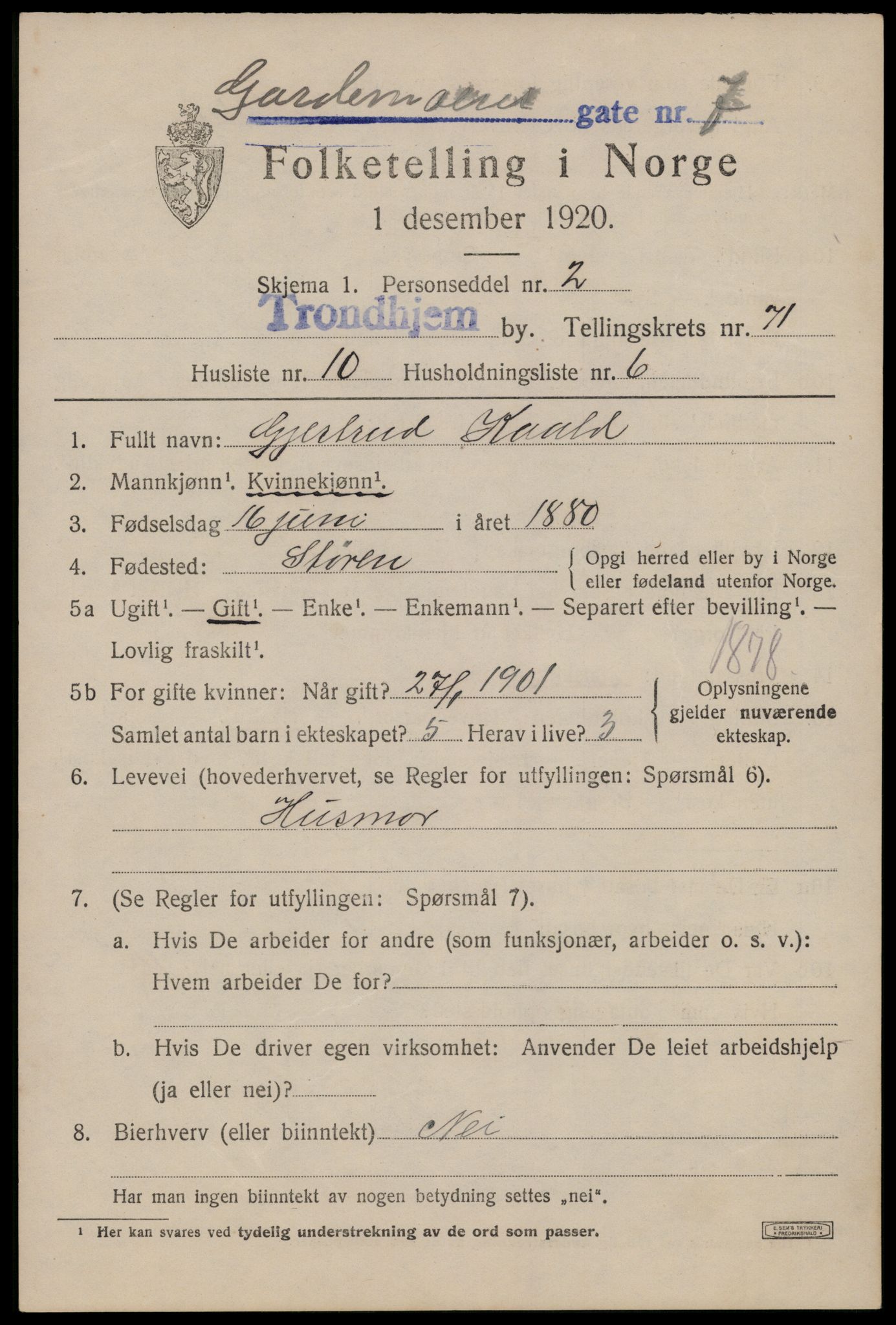 SAT, Folketelling 1920 for 1601 Trondheim kjøpstad, 1920, s. 140028