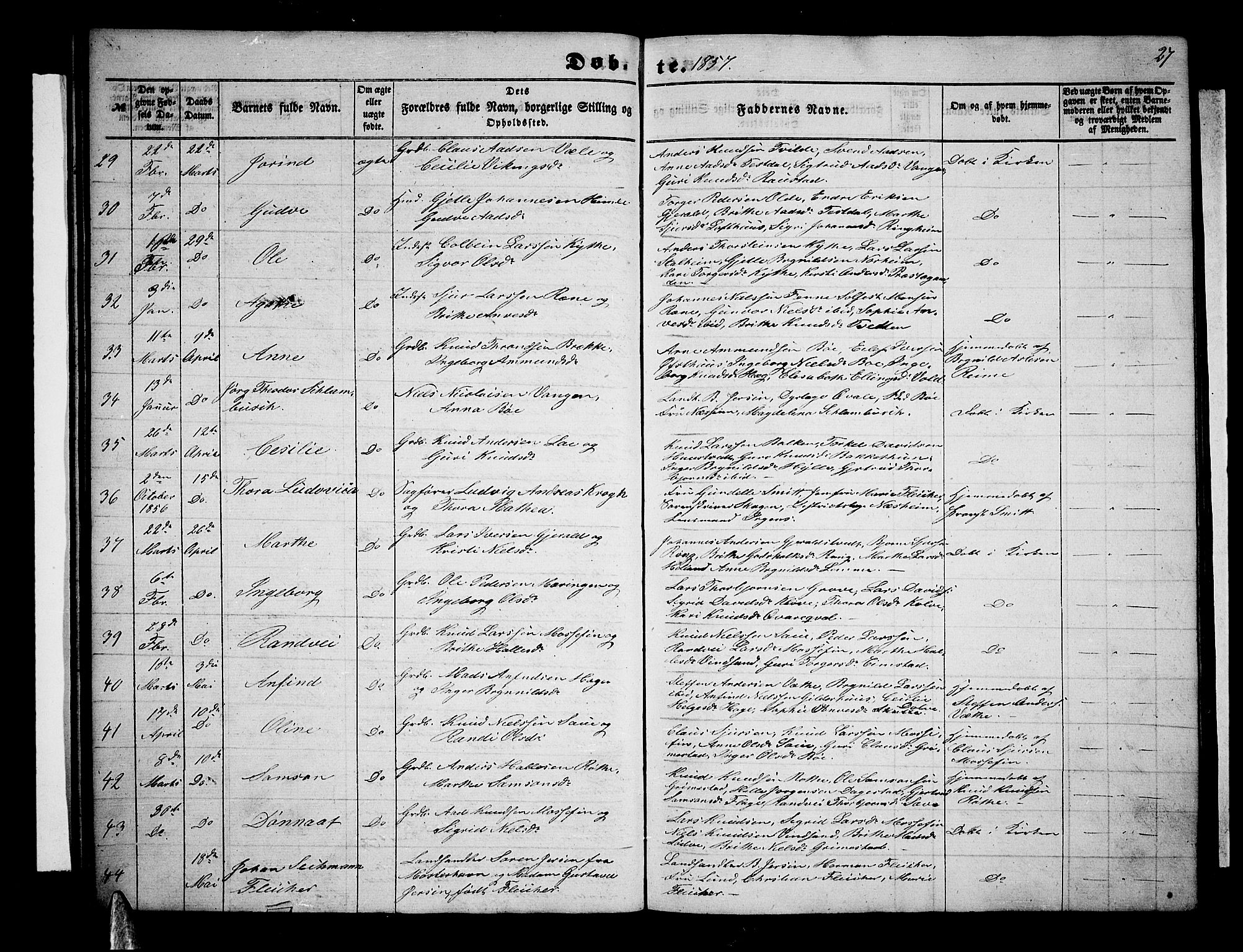 Voss sokneprestembete, AV/SAB-A-79001/H/Hab: Klokkerbok nr. B 1, 1855-1869, s. 27