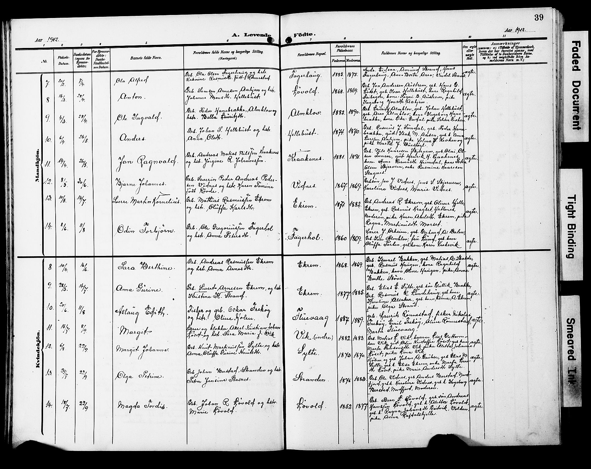 Ministerialprotokoller, klokkerbøker og fødselsregistre - Møre og Romsdal, AV/SAT-A-1454/501/L0018: Klokkerbok nr. 501C04, 1902-1930, s. 39