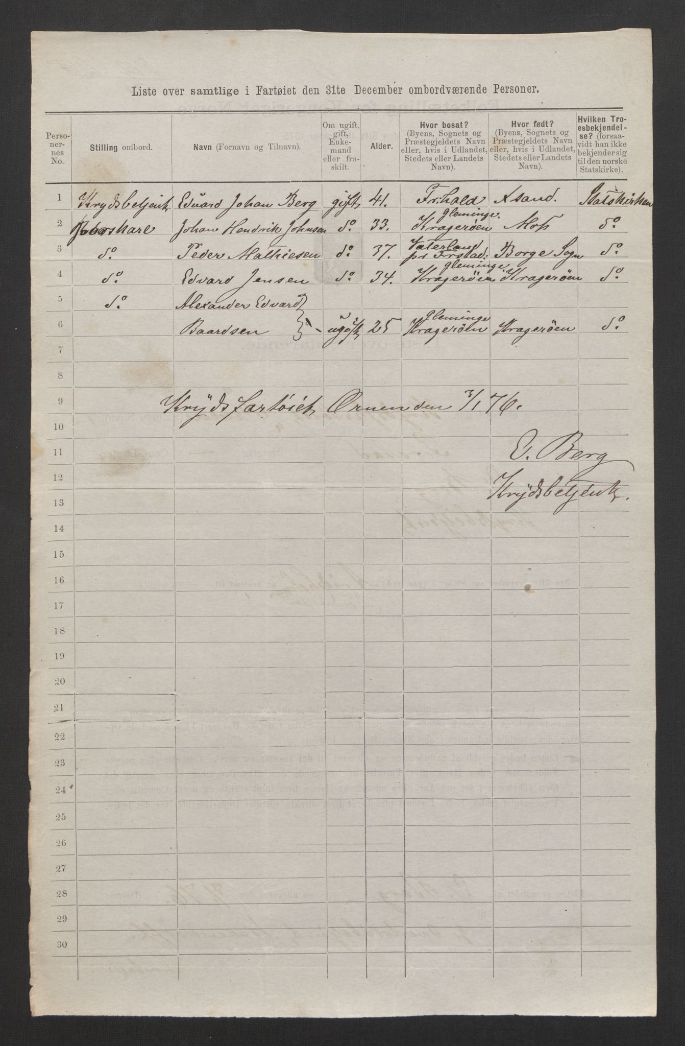 RA, Folketelling 1875, skipslister: Skip i innenrikske havner, hjemmehørende i byer og ladesteder, 1875, s. 25