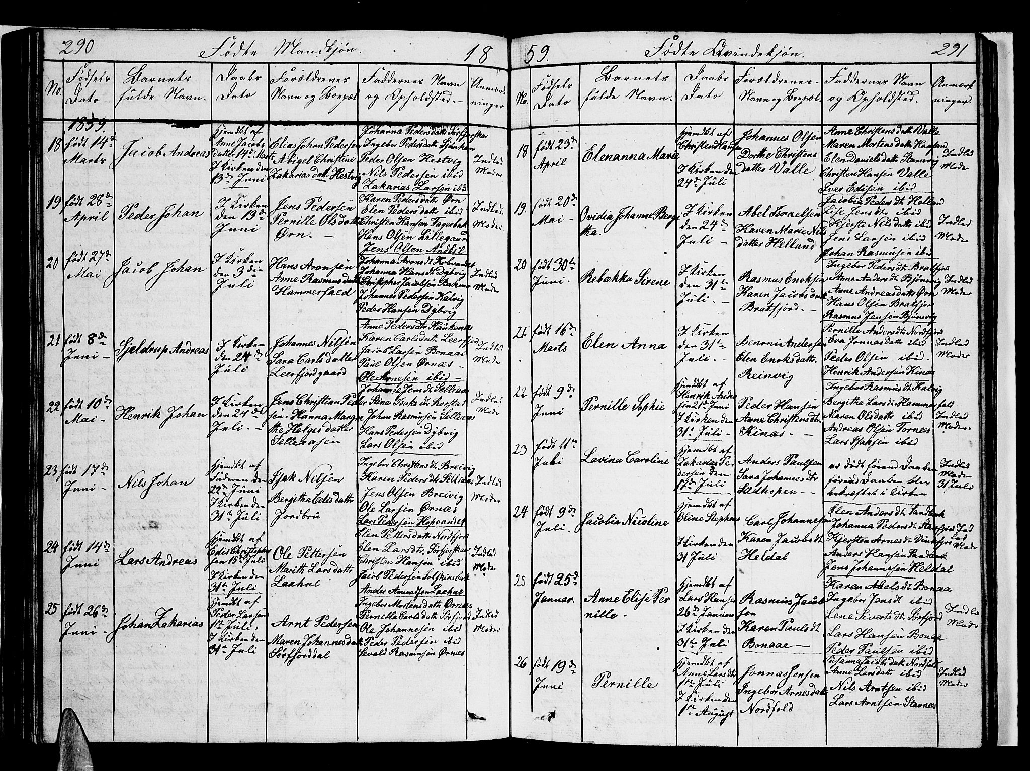 Ministerialprotokoller, klokkerbøker og fødselsregistre - Nordland, AV/SAT-A-1459/853/L0773: Klokkerbok nr. 853C01, 1821-1859, s. 290-291