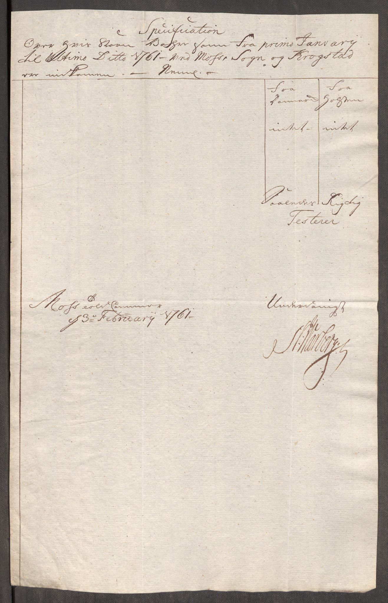 Rentekammeret inntil 1814, Realistisk ordnet avdeling, RA/EA-4070/Oe/L0007: [Ø1]: Priskuranter, 1761-1763, s. 65