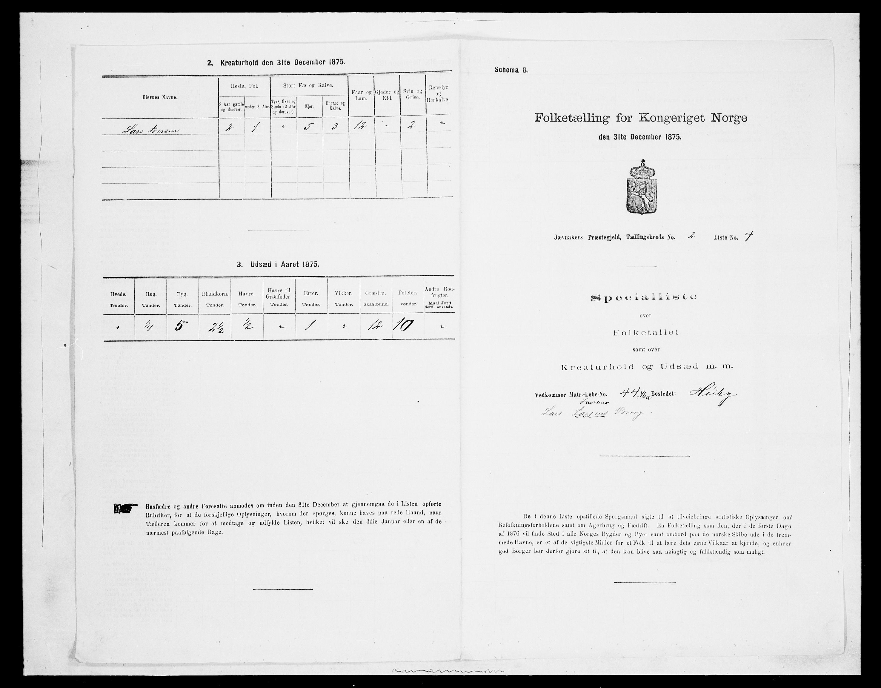 SAH, Folketelling 1875 for 0532P Jevnaker prestegjeld, 1875, s. 272