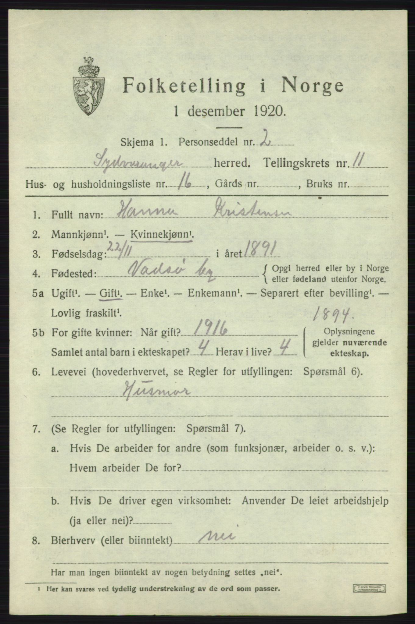 SATØ, Folketelling 1920 for 2030 Sør-Varanger herred, 1920, s. 7346