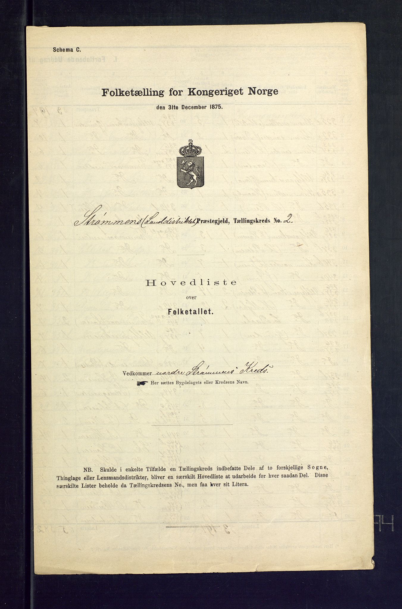 SAKO, Folketelling 1875 for 0711L Strømm prestegjeld, Strømm sokn, 1875, s. 6