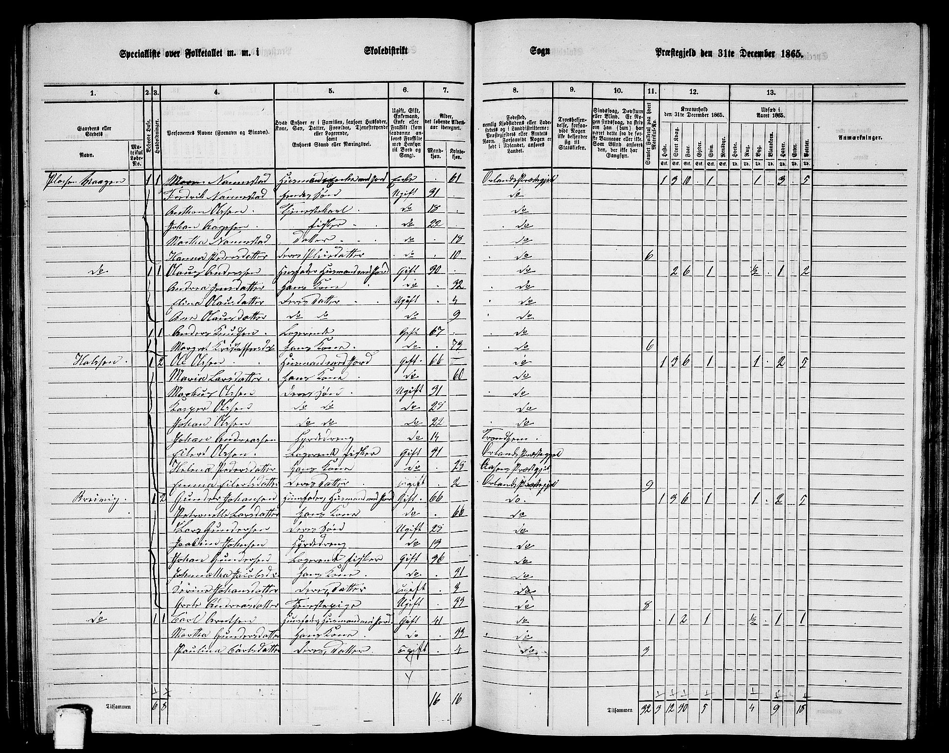 RA, Folketelling 1865 for 1621P Ørland prestegjeld, 1865, s. 54