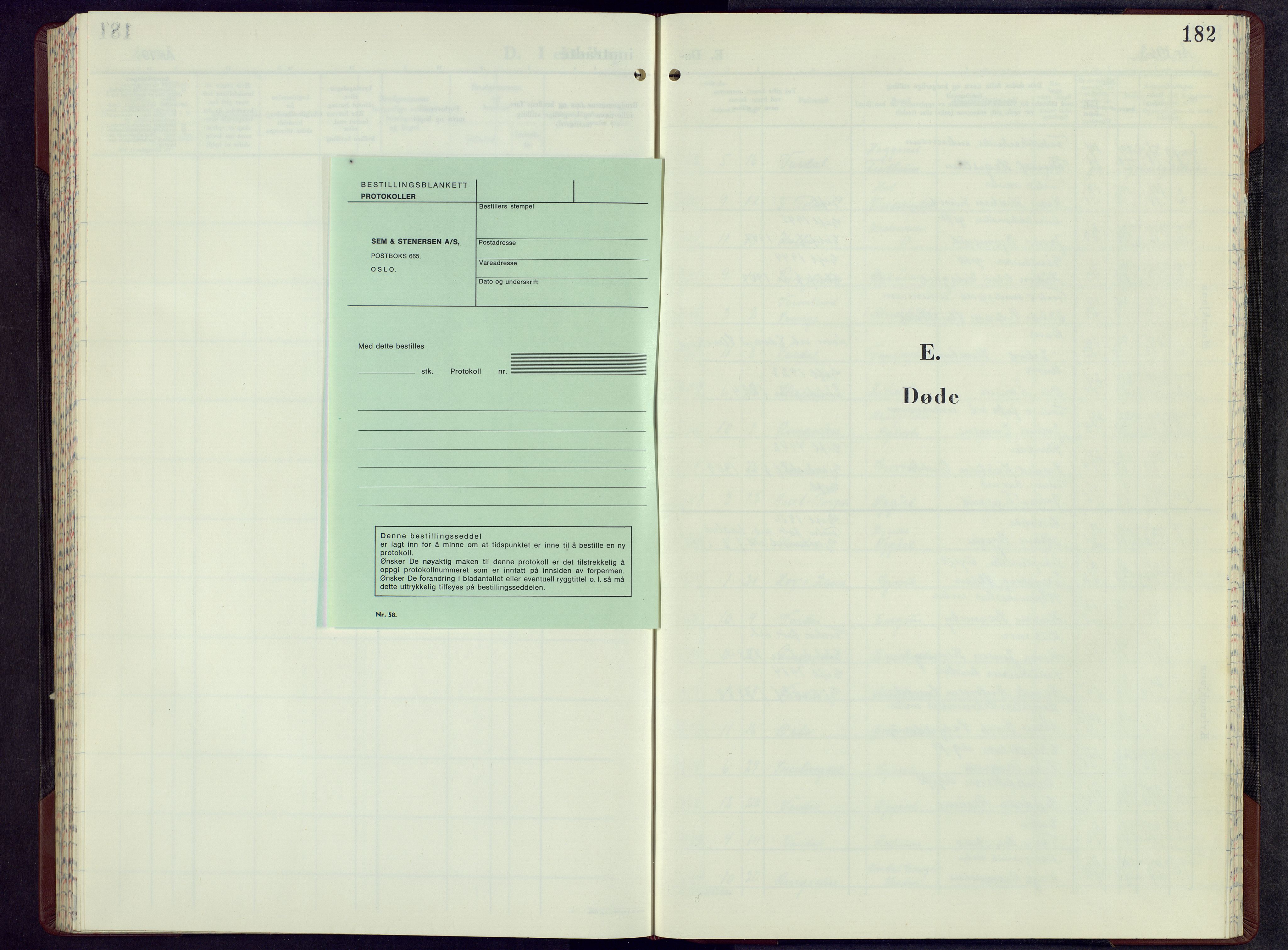 Vardal prestekontor, SAH/PREST-100/H/Ha/Hab/L0022: Klokkerbok nr. 22, 1963-1968, s. 182