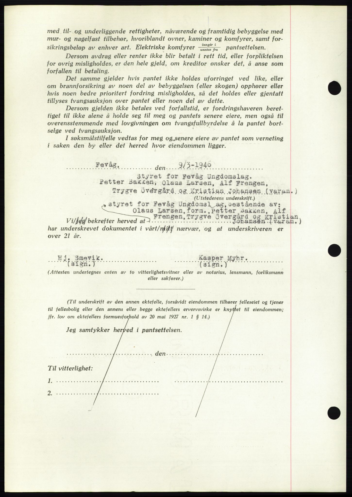 Fosen sorenskriveri, AV/SAT-A-1107/1/2/2C: Pantebok nr. B, 1946-1948, Dagboknr: 365/1946