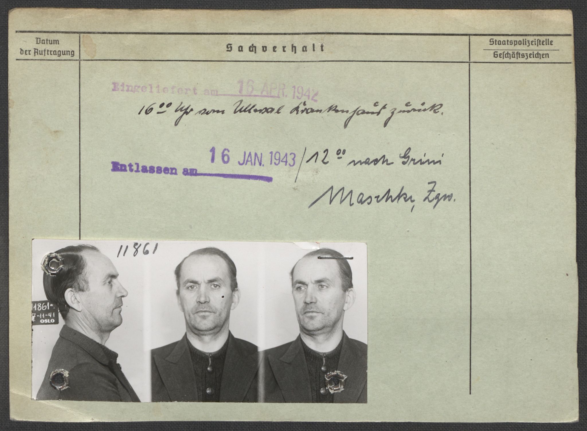 Befehlshaber der Sicherheitspolizei und des SD, RA/RAFA-5969/E/Ea/Eaa/L0005: Register over norske fanger i Møllergata 19: Hø-Kj, 1940-1945, s. 1150