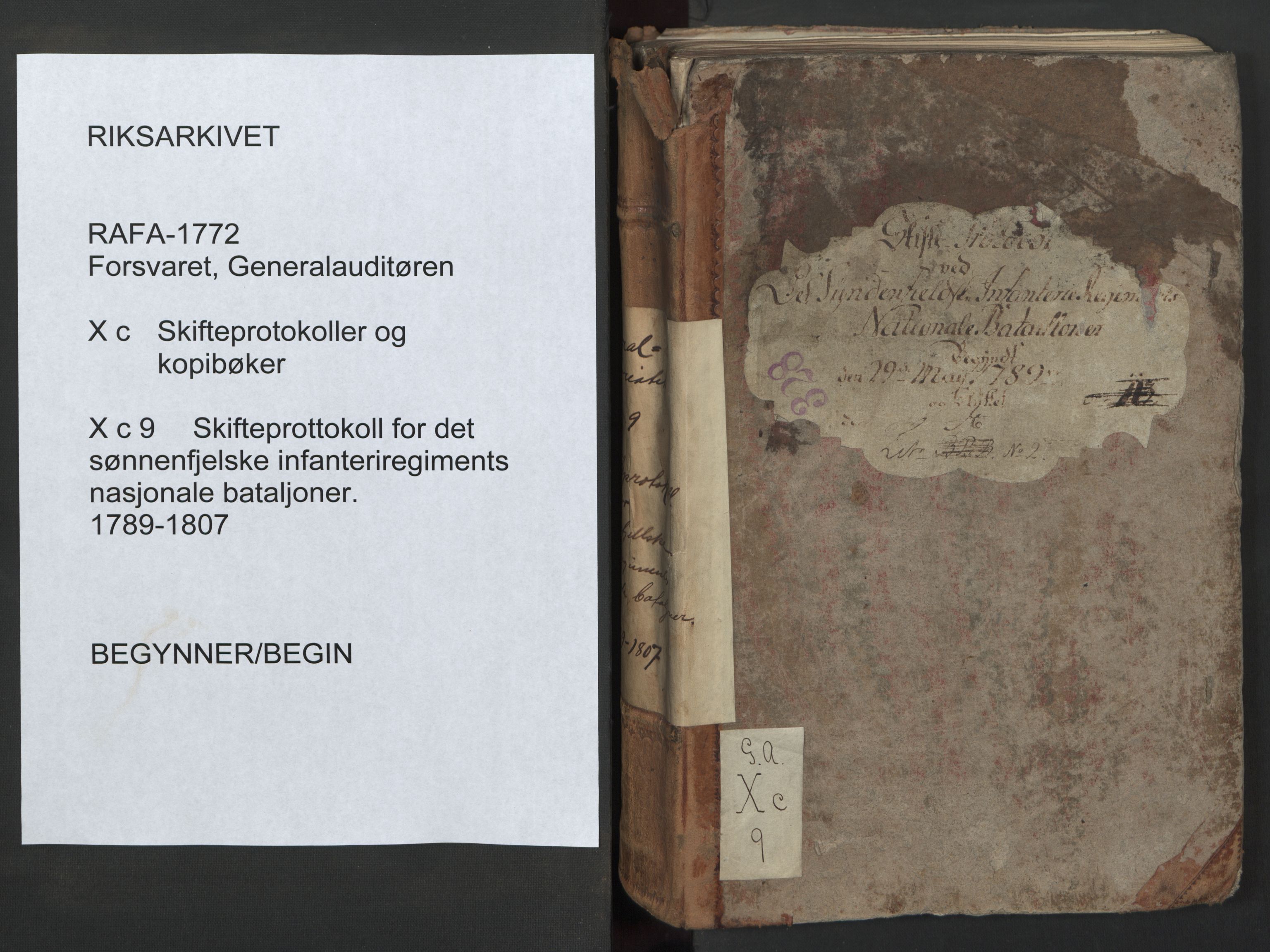 Forsvaret, Generalauditøren, RA/RAFA-1772/F/Fj/Fjc/L0009: Skifteprotokol for det søndenfjeldske inf. reg.s nationale batailloner, 1789-1807