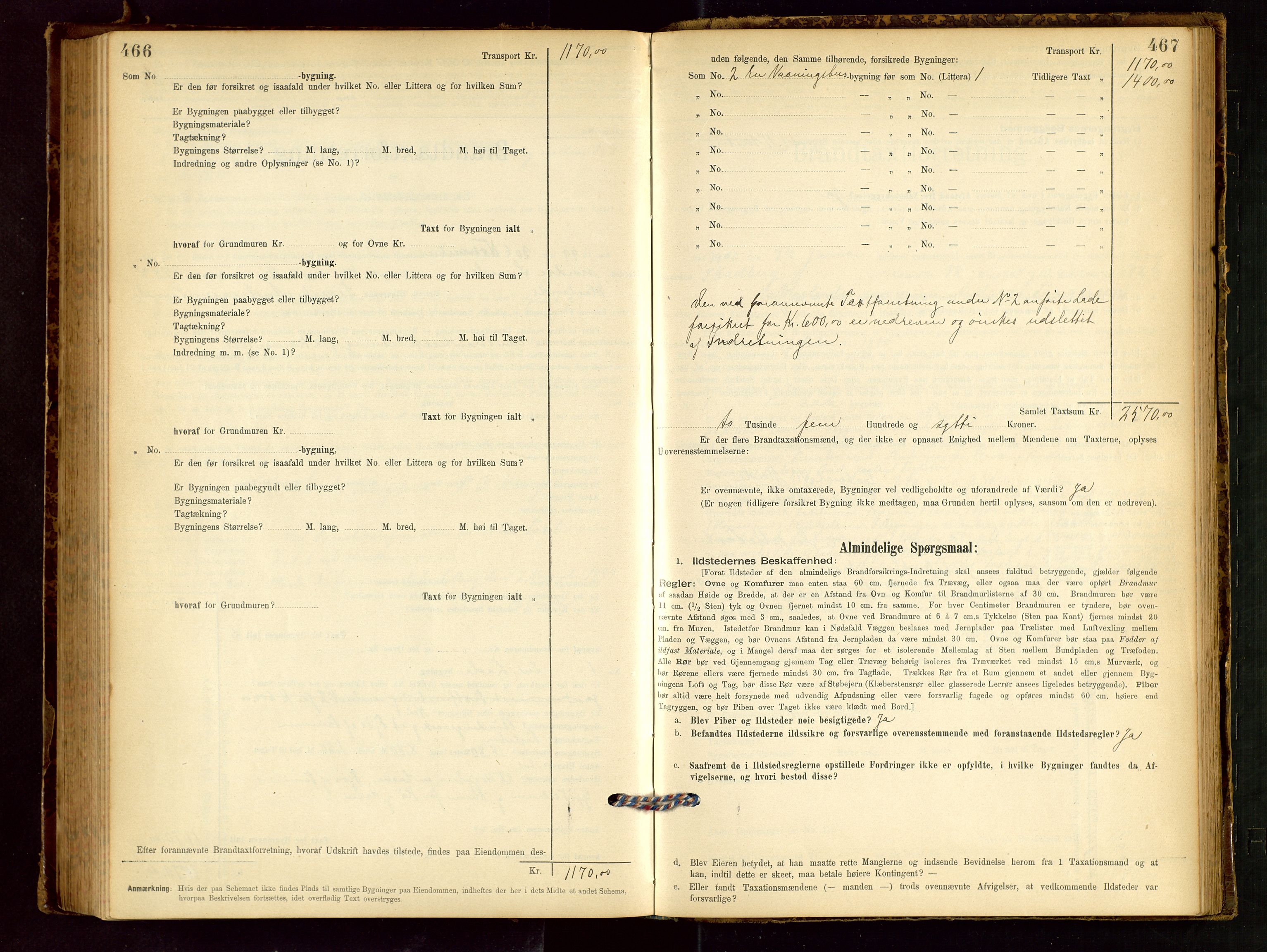 Håland lensmannskontor, SAST/A-100100/Gob/L0001: Branntakstprotokoll - skjematakst. Register i boken., 1894-1902, s. 466-467