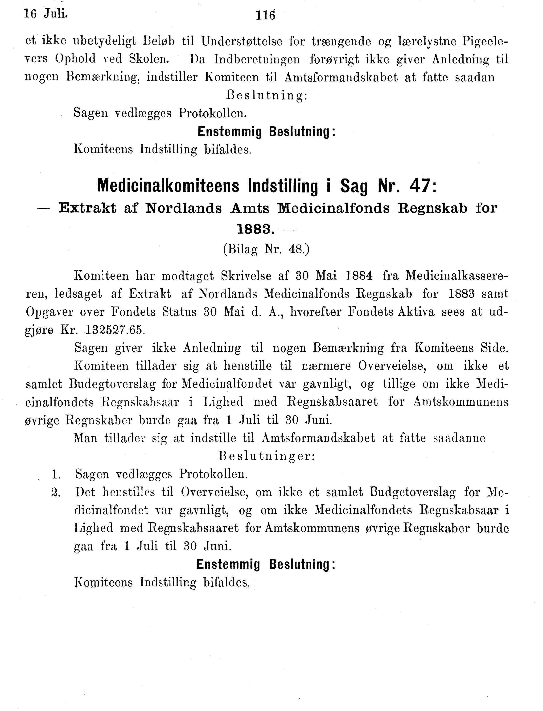 Nordland Fylkeskommune. Fylkestinget, AIN/NFK-17/176/A/Ac/L0014: Fylkestingsforhandlinger 1881-1885, 1881-1885