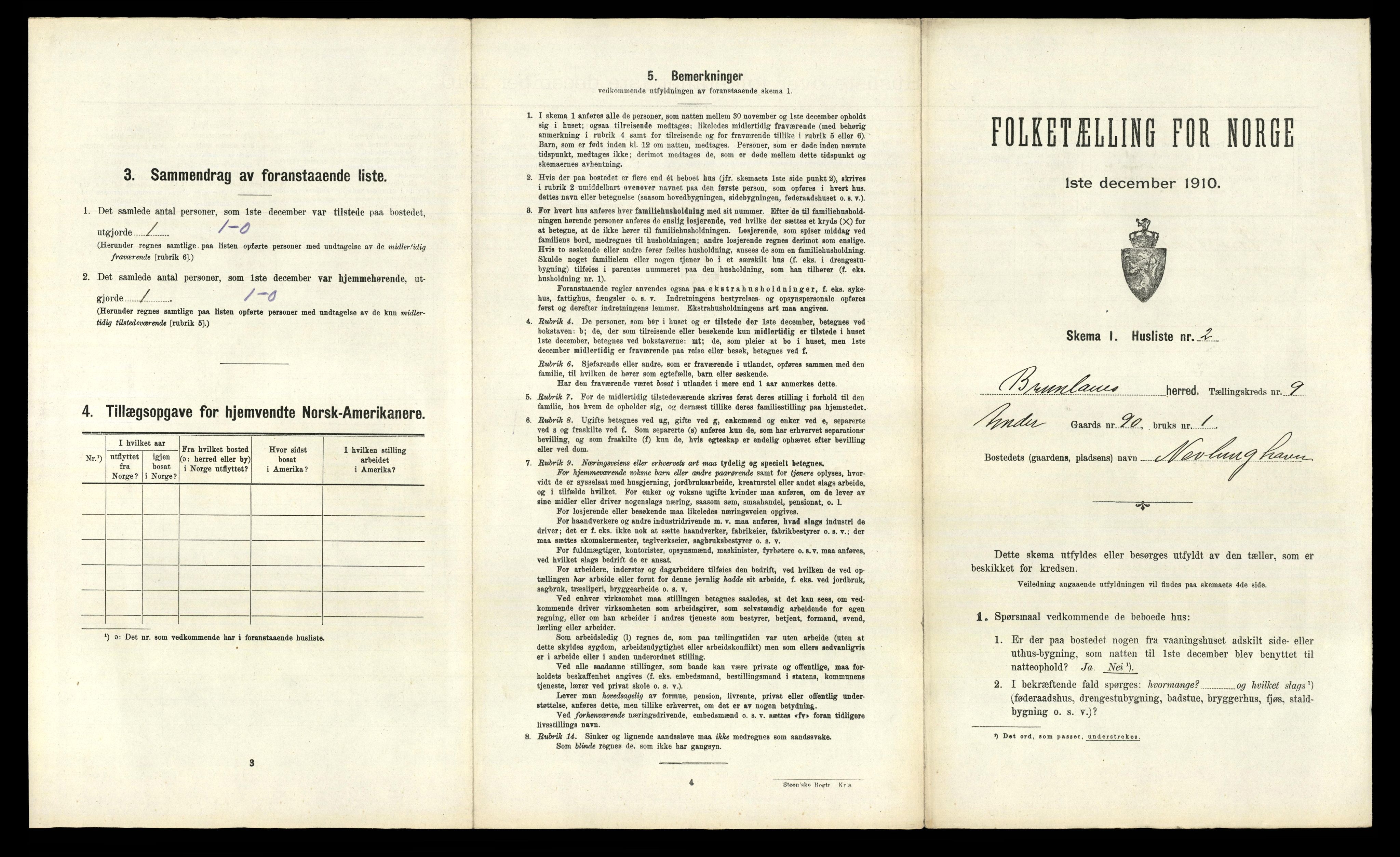RA, Folketelling 1910 for 0726 Brunlanes herred, 1910, s. 1217