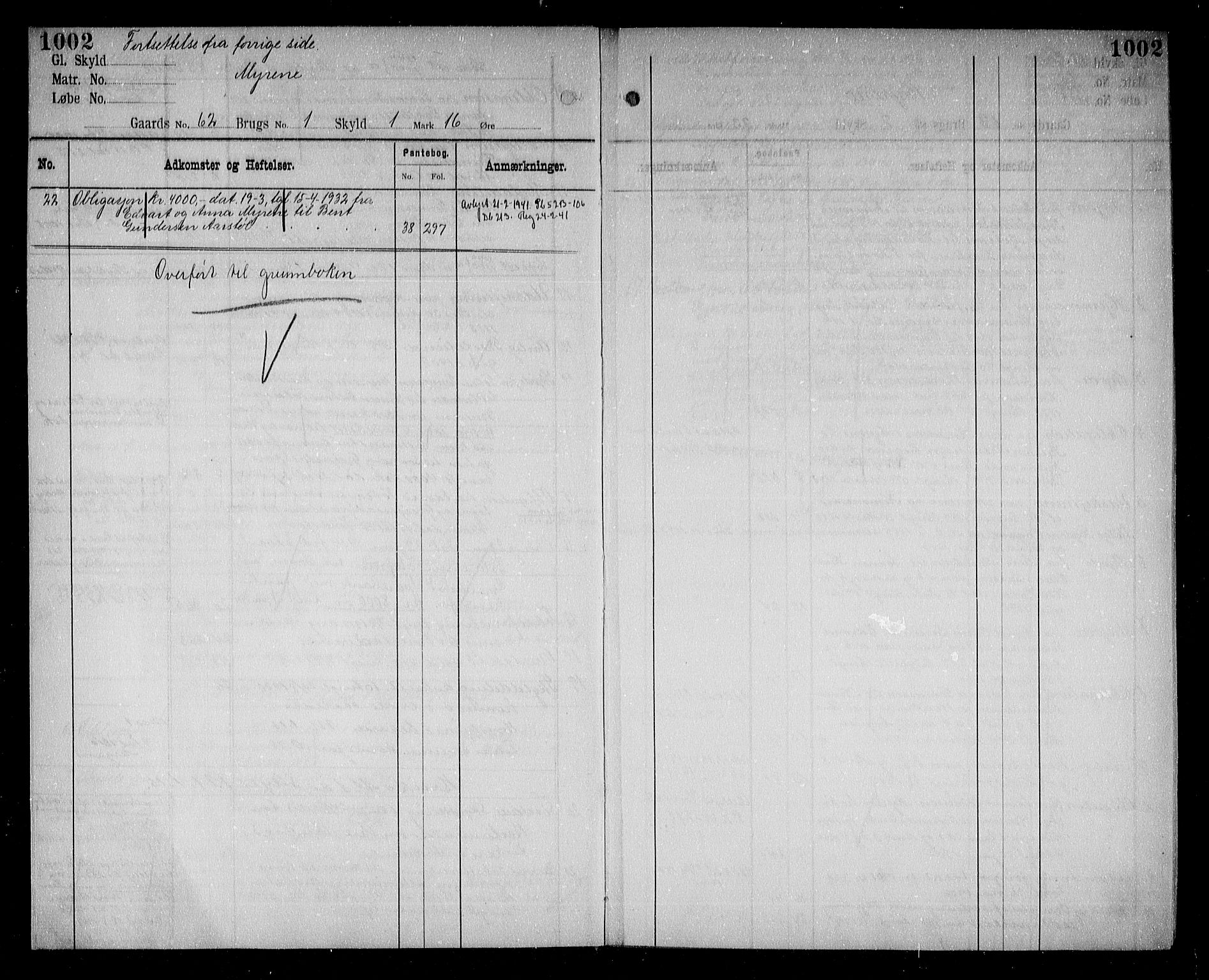 Torridal sorenskriveri, AV/SAK-1221-0012/G/Ga/L0017: Panteregister nr. 17, 1805-1940, s. 1002