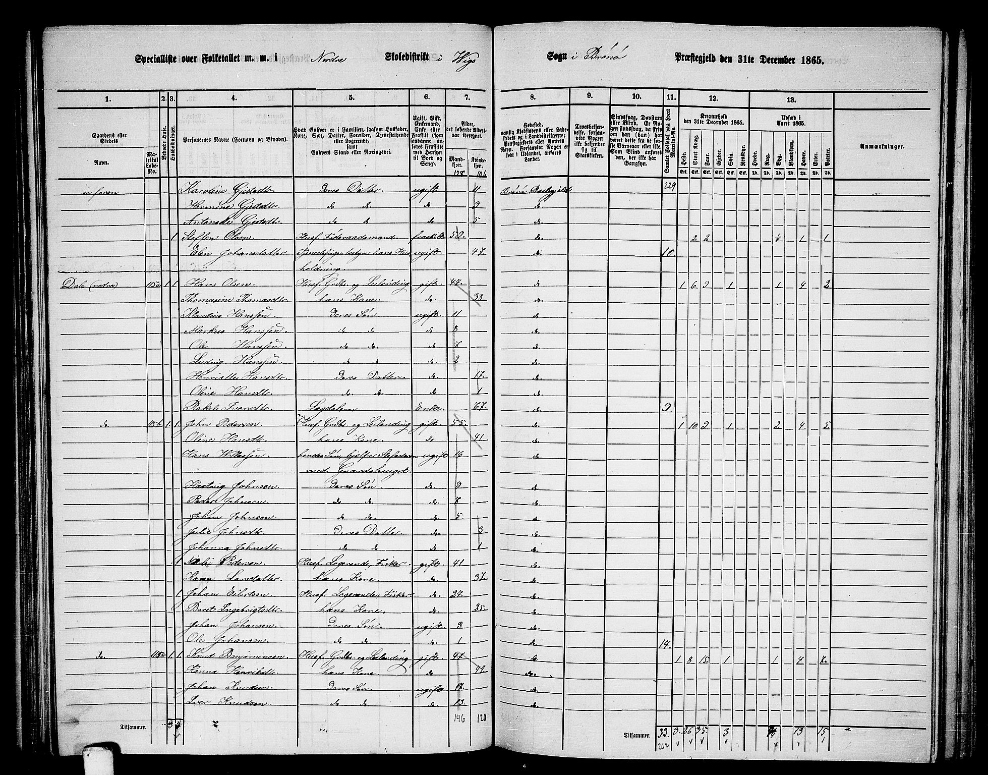 RA, Folketelling 1865 for 1814P Brønnøy prestegjeld, 1865, s. 81