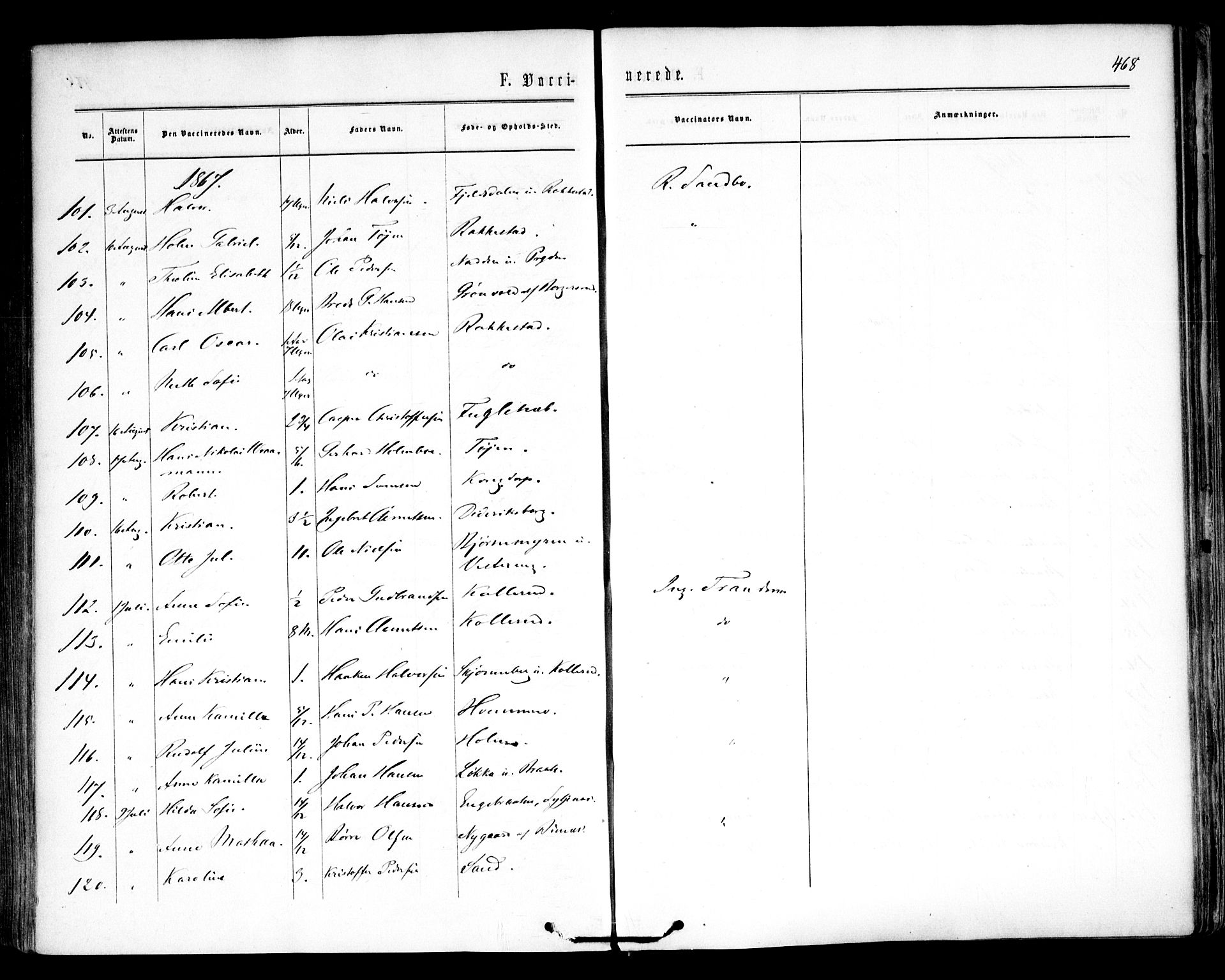 Høland prestekontor Kirkebøker, AV/SAO-A-10346a/F/Fa/L0011: Ministerialbok nr. I 11, 1862-1869, s. 468