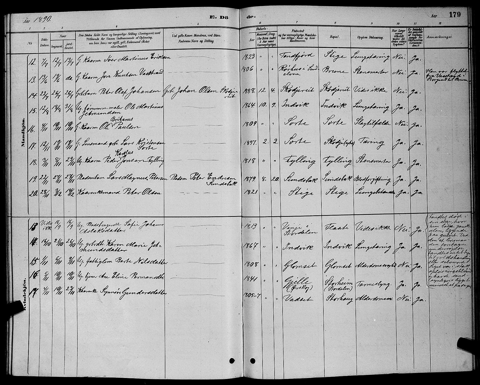 Ministerialprotokoller, klokkerbøker og fødselsregistre - Møre og Romsdal, AV/SAT-A-1454/524/L0365: Klokkerbok nr. 524C06, 1880-1899, s. 179