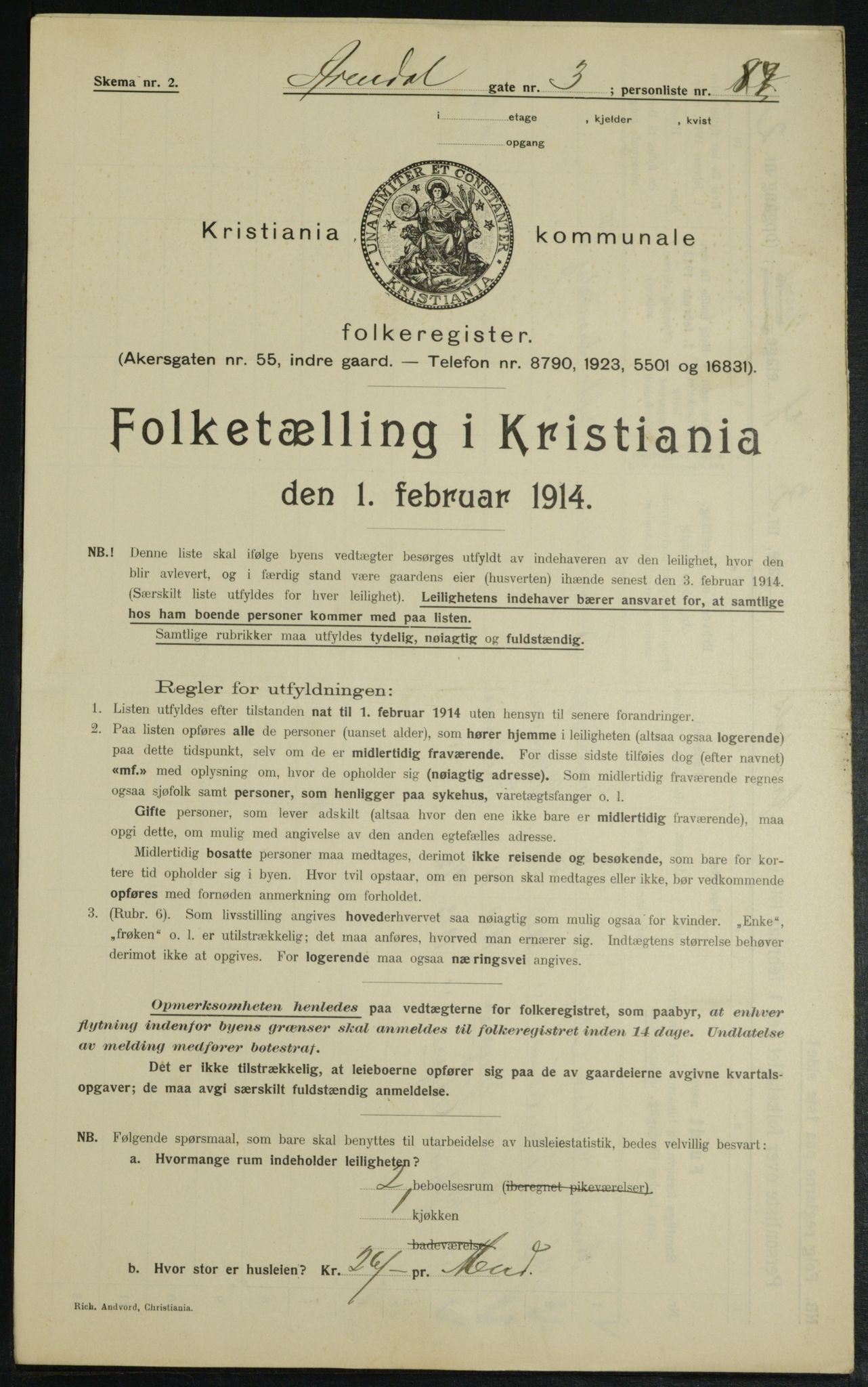 OBA, Kommunal folketelling 1.2.1914 for Kristiania, 1914, s. 2067