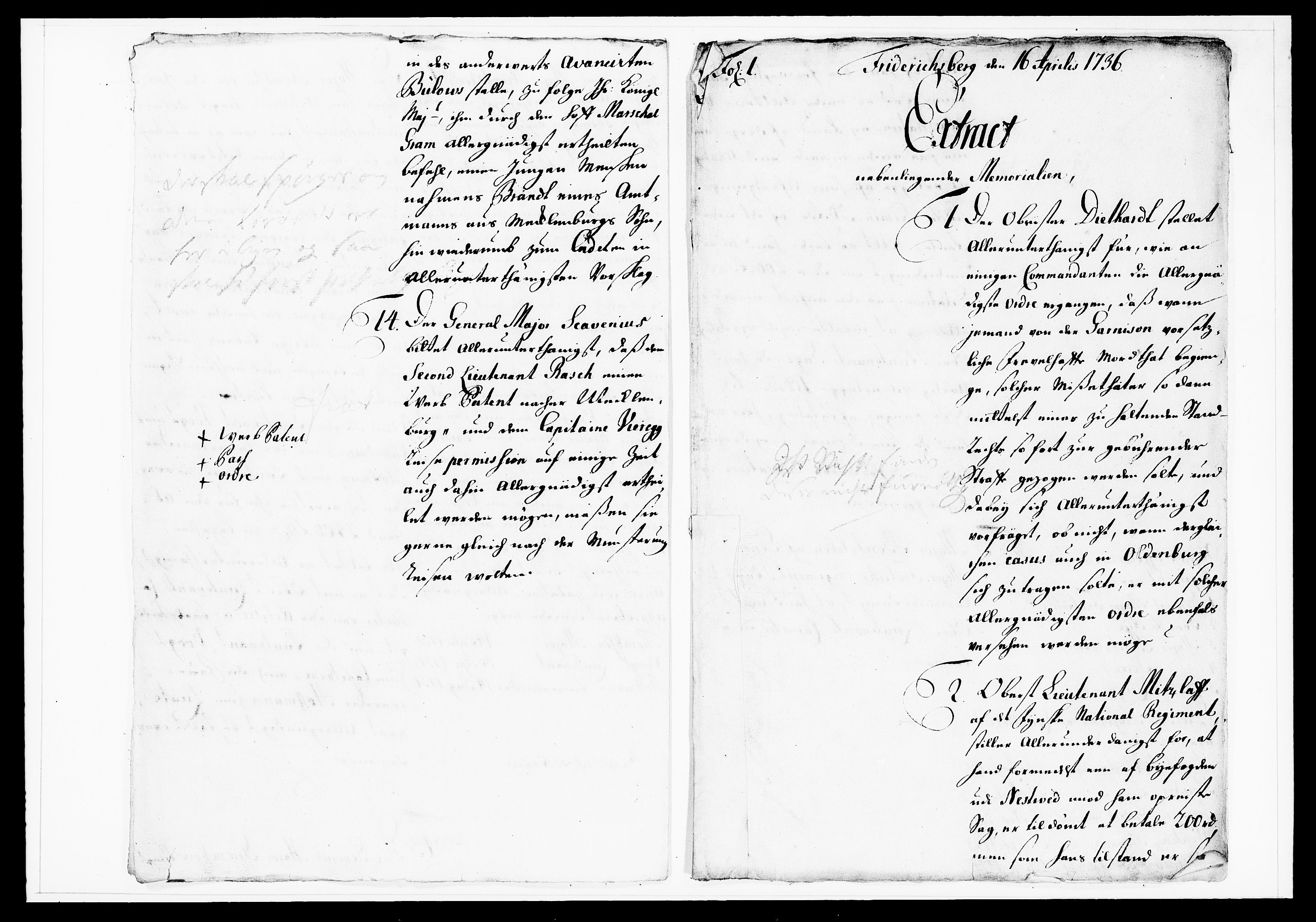 Krigskollegiet, Krigskancelliet, DRA/A-0006/-/1130-1137: Refererede sager, 1736, s. 137