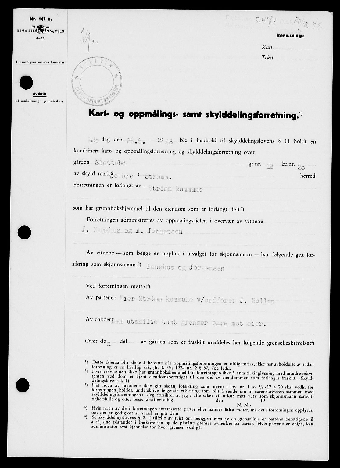 Holmestrand sorenskriveri, SAKO/A-67/G/Ga/Gaa/L0065: Pantebok nr. A-65, 1948-1949, Dagboknr: 2478/1948