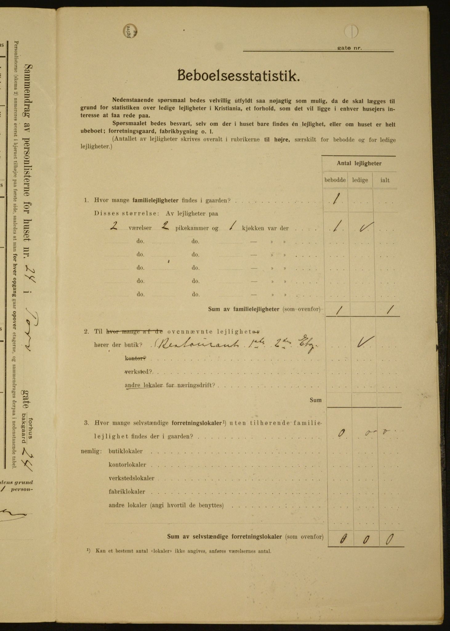 OBA, Kommunal folketelling 1.2.1909 for Kristiania kjøpstad, 1909, s. 103514