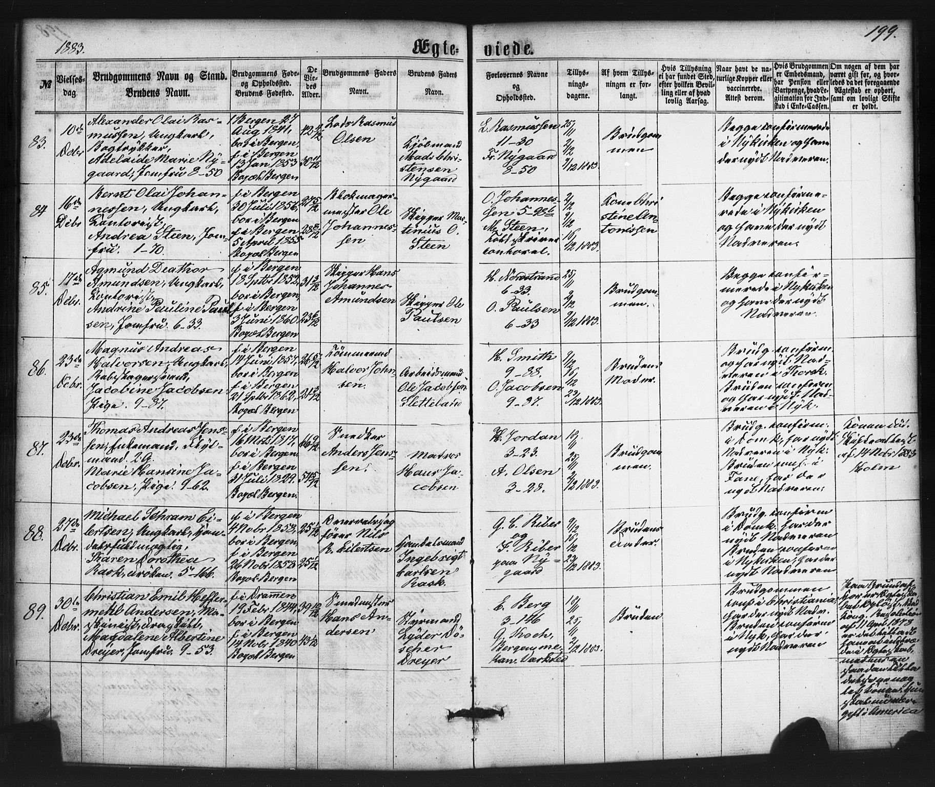 Nykirken Sokneprestembete, AV/SAB-A-77101/H/Haa/L0032: Ministerialbok nr. D 2, 1861-1883, s. 199