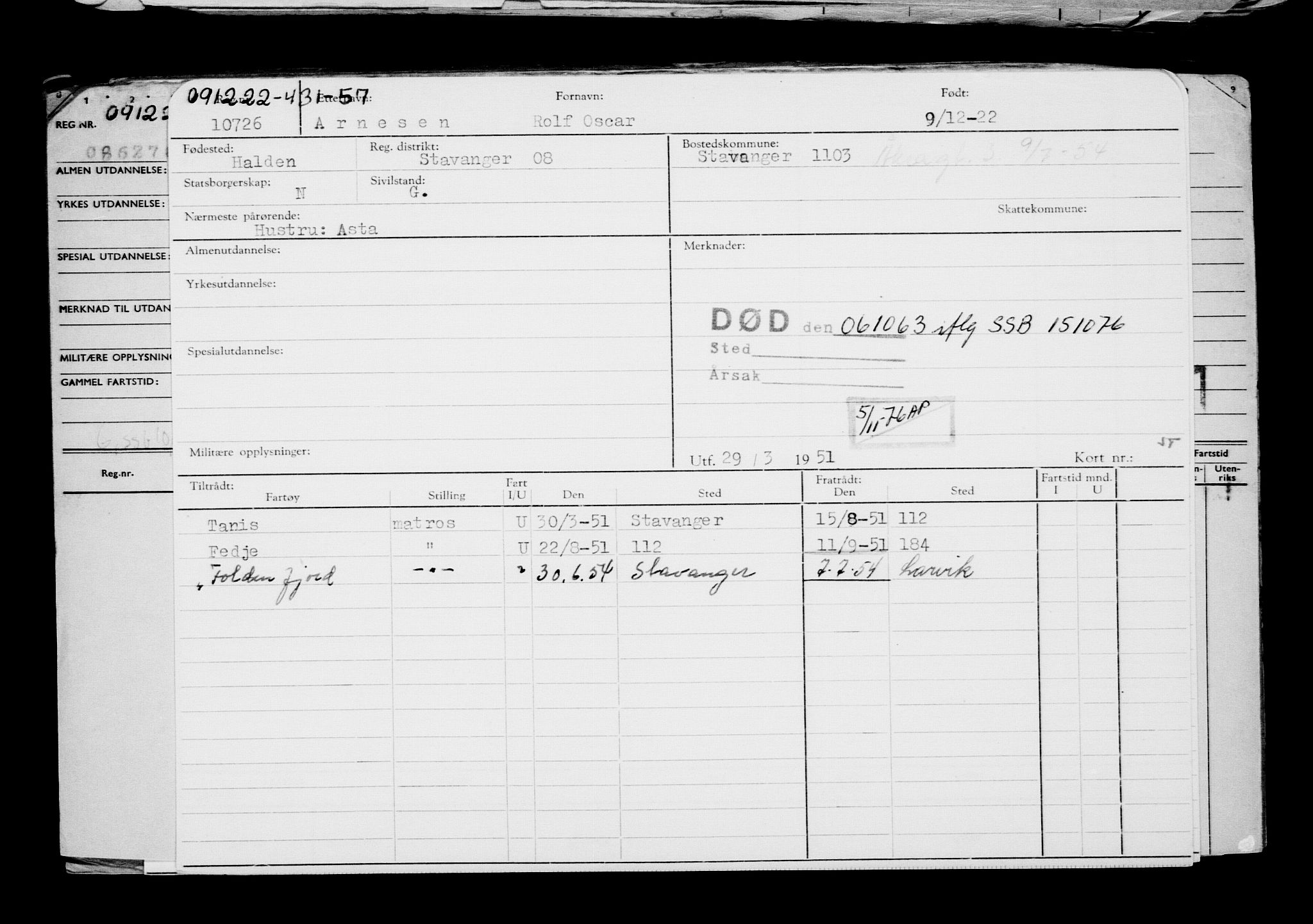 Direktoratet for sjømenn, AV/RA-S-3545/G/Gb/L0213: Hovedkort, 1922, s. 187
