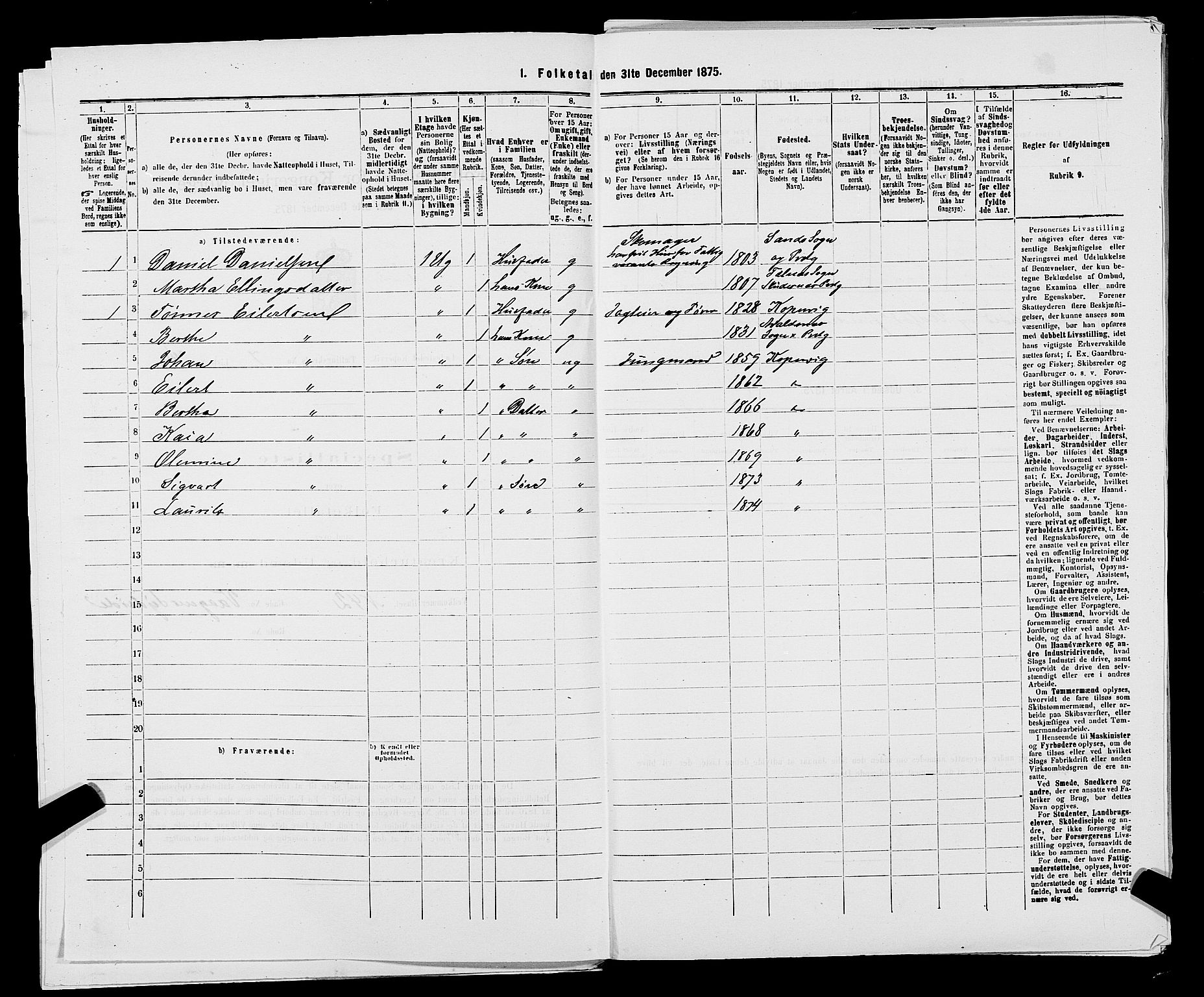 SAST, Folketelling 1875 for 1105B Avaldsnes prestegjeld, Kopervik ladested, 1875, s. 148