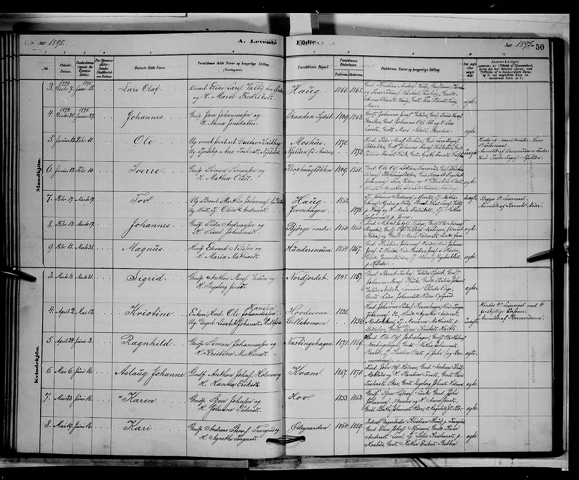 Øyer prestekontor, AV/SAH-PREST-084/H/Ha/Hab/L0002: Klokkerbok nr. 2, 1878-1896, s. 50