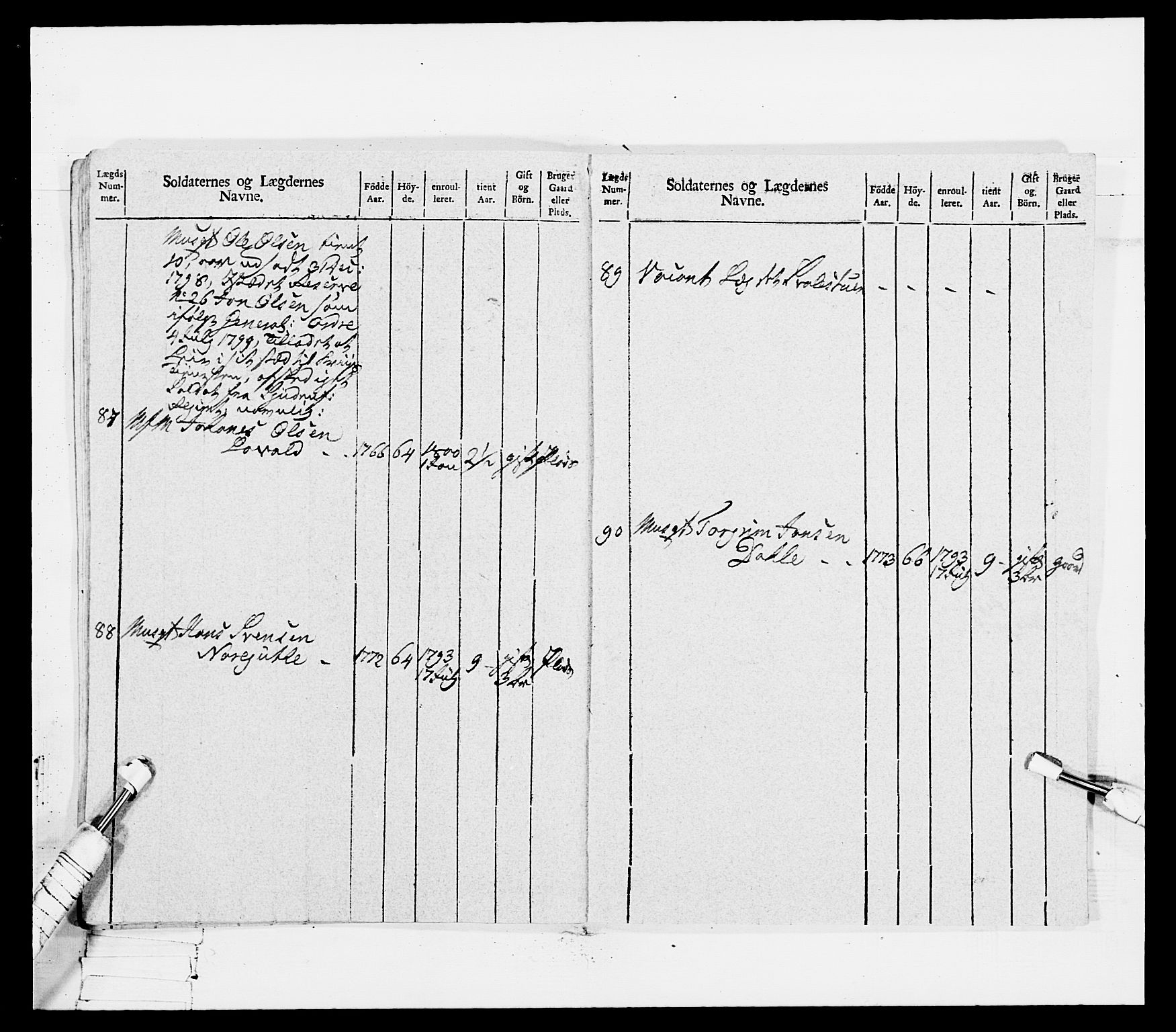 Generalitets- og kommissariatskollegiet, Det kongelige norske kommissariatskollegium, AV/RA-EA-5420/E/Eh/L0114: Telemarkske nasjonale infanteriregiment, 1789-1802, s. 489