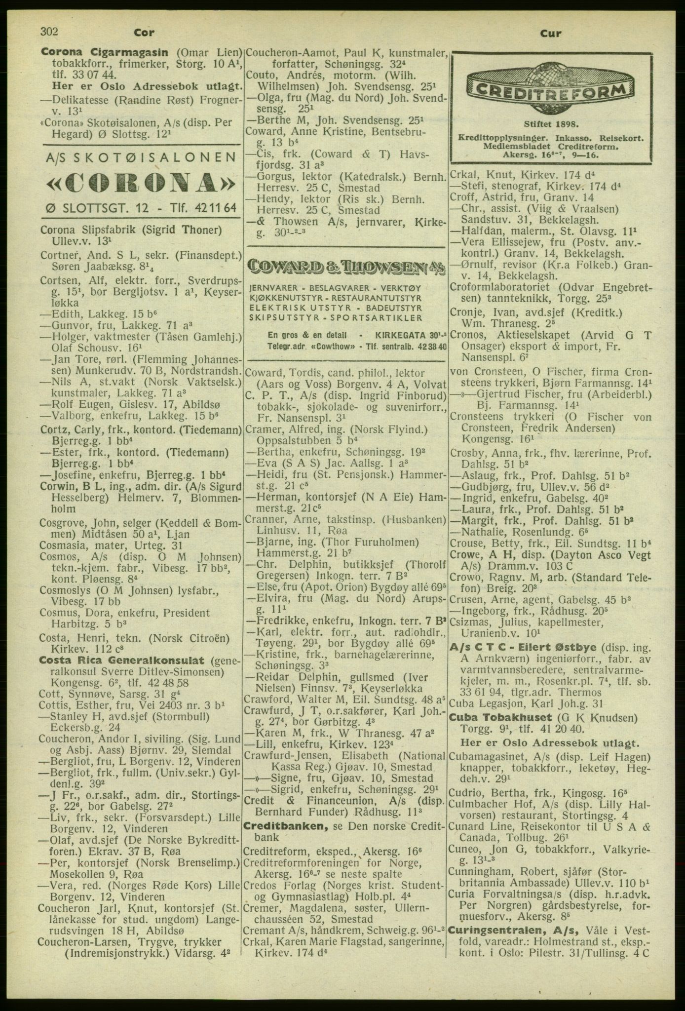 Kristiania/Oslo adressebok, PUBL/-, 1958-1959, s. 302